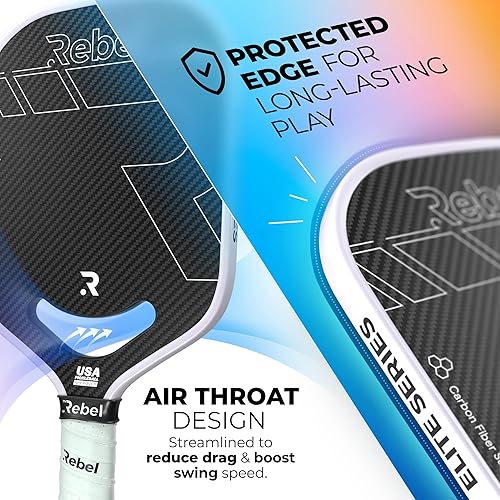 Miniatura 7 de Paleta de pickleball de fibra de carbono  Pala profesional de fibra de carbono  Núcleo de polímero de 0.630 in  Diseñada para un máximo control y