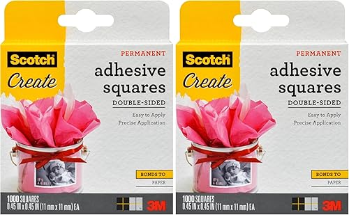 Scotch Adhesive Squares, .45 in x .45 in, 1000 Count, Excellent for All Paper Crafts (009-1000-CFT) (Pack of 2)