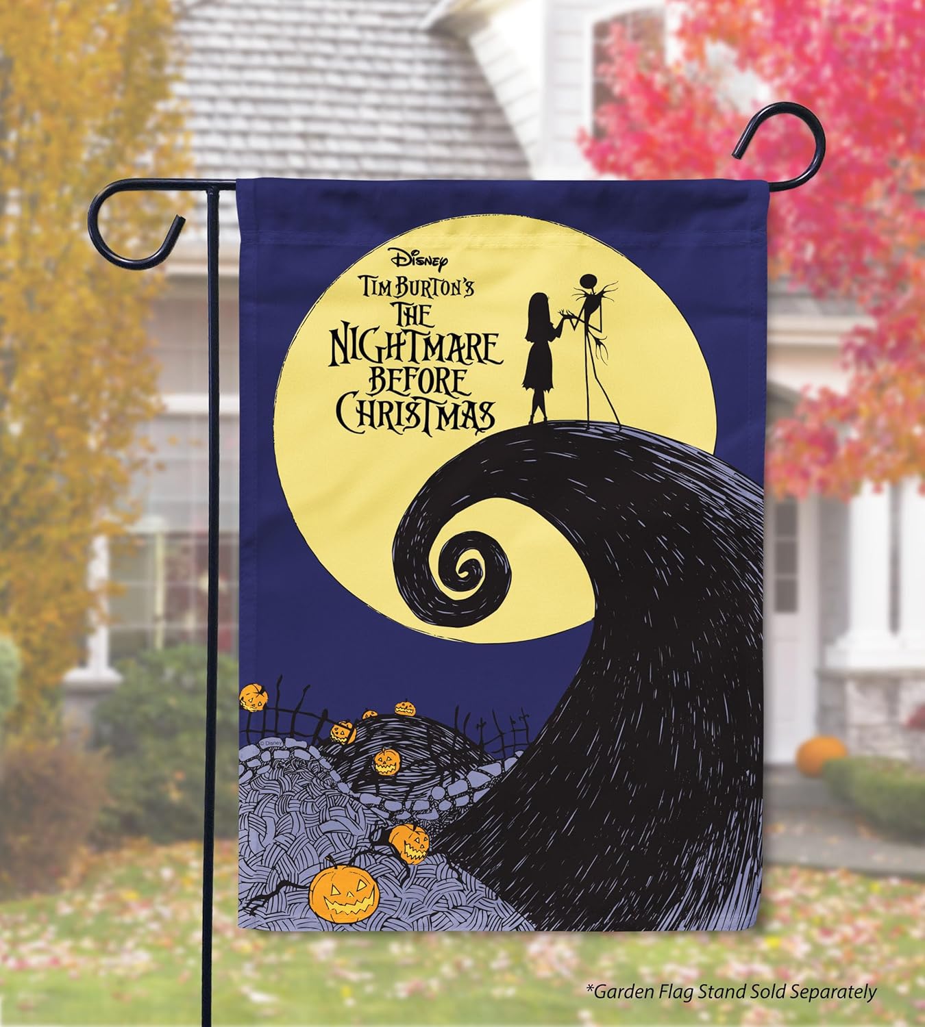 Flagology, Disney, Nightmare Before Christmas Jack & Sally, Garden Flag, Outdoor/Indoor, Exclusive Premium Fabric, Officially Licensed Disney (12" x 18")