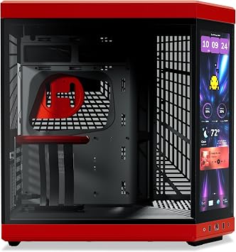 Hyte Y70 Touch Infinite Dual Chamber ATX Mid Tower Modern Aesthetic Case with Integrated 2.5K LCD Touchscreen - Black Cherry