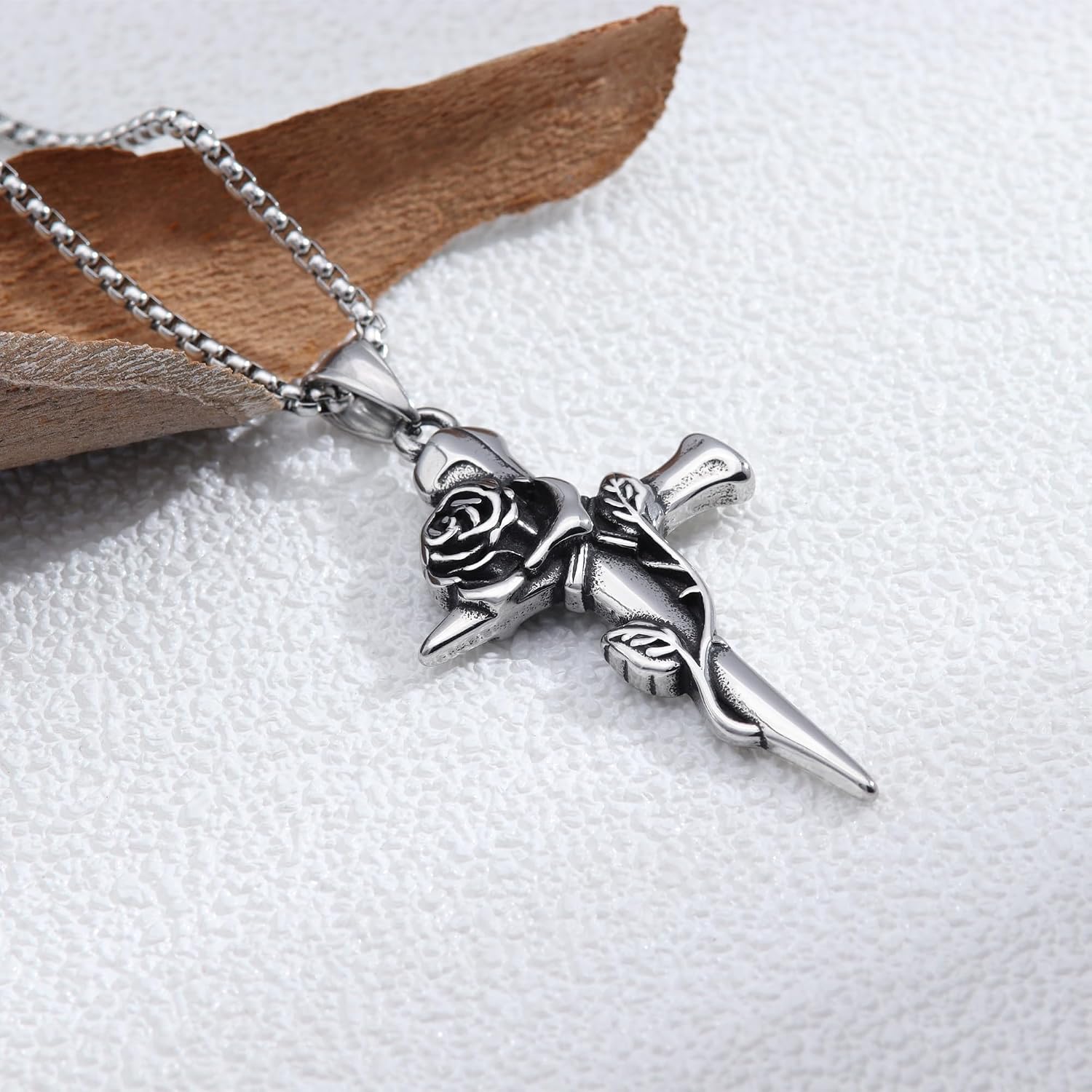 Cross Necklace for Men Silver Cross Chain Stainless Steel Pendant for Women Goth Necklace Gothic Christian Jewelry image 4