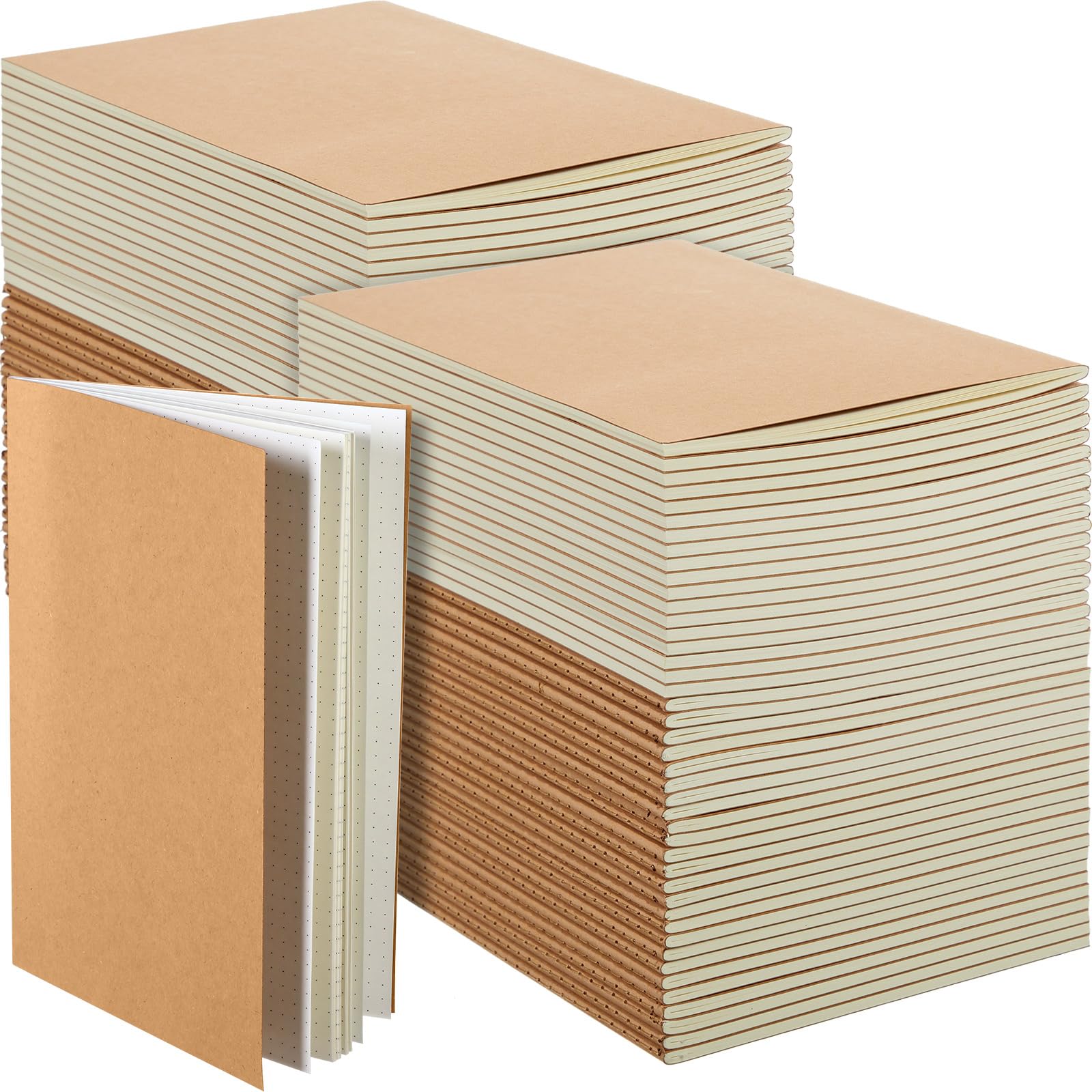 Mimorou Dzienniki, zeszyty, luzem, w miękkiej okładce, format A5, 100 szt., 14 x 21 cm, notatniki z 60 stronami, 30 arkuszami do pisania, szkiców, podróżnych materiałów biurowych (brązowe, kropki)