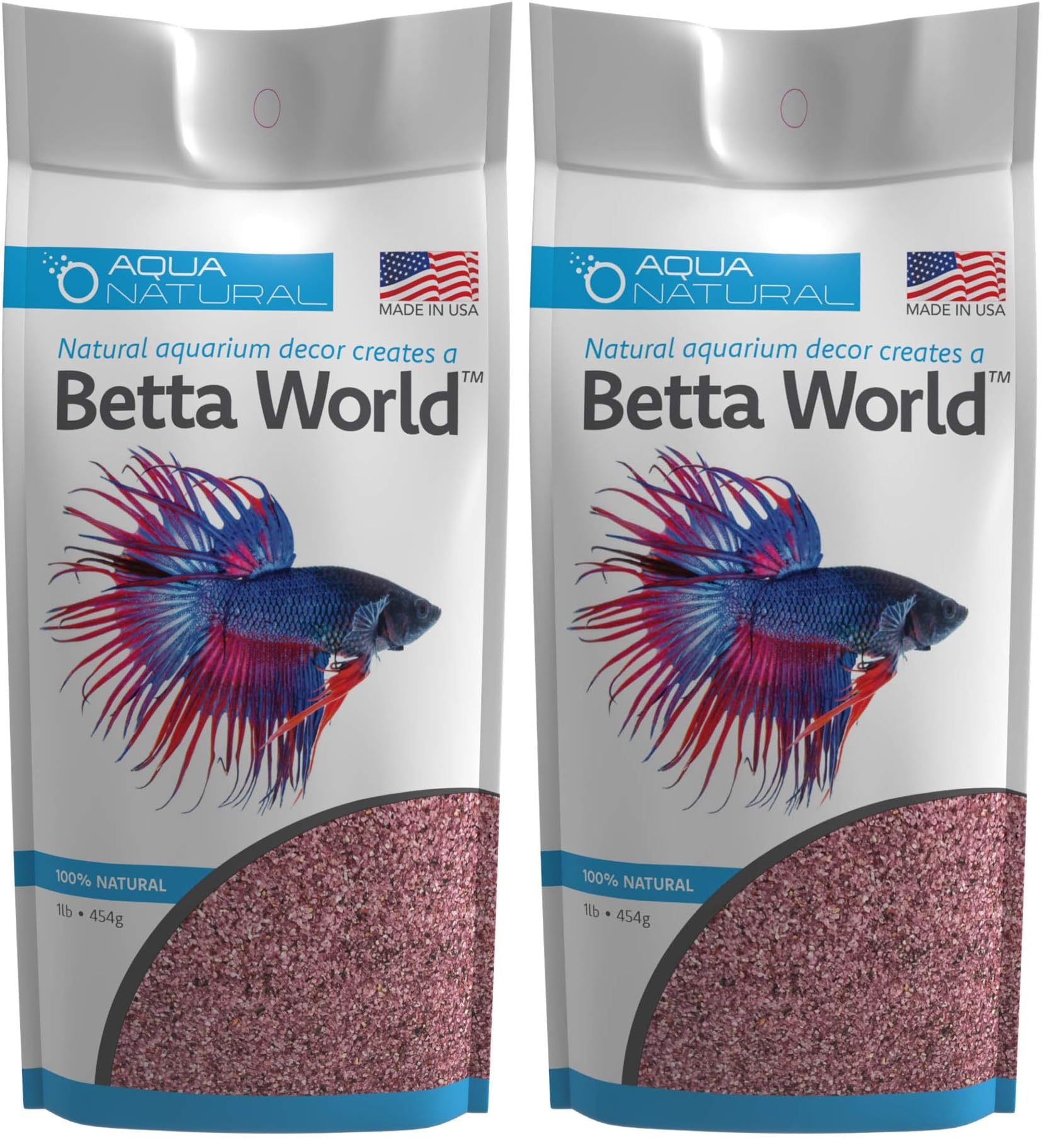 Aqua Natural Betta World-Purple Diamond 1lb, Gravel/Rocks/Substrate for Fish Tank/Bowl (Pack of 2)