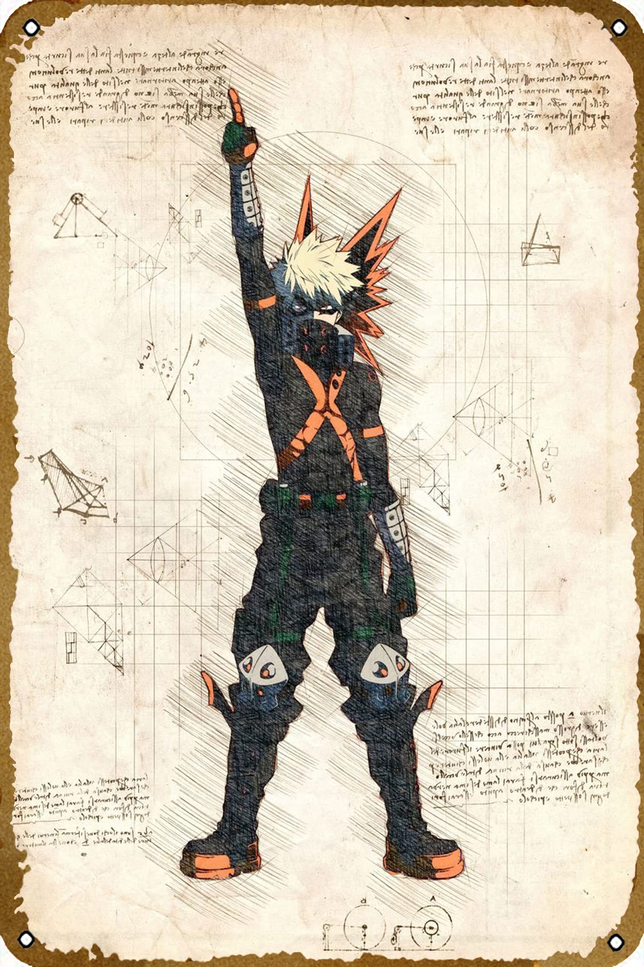 Katsuki Bakugo Anime Game Characters Game Poster Canvas Poster Mural Art Poster Home Decoration Player Room Decoration Wall Decor Decorations Art Poster Gift Metal Sign 8x12Inch