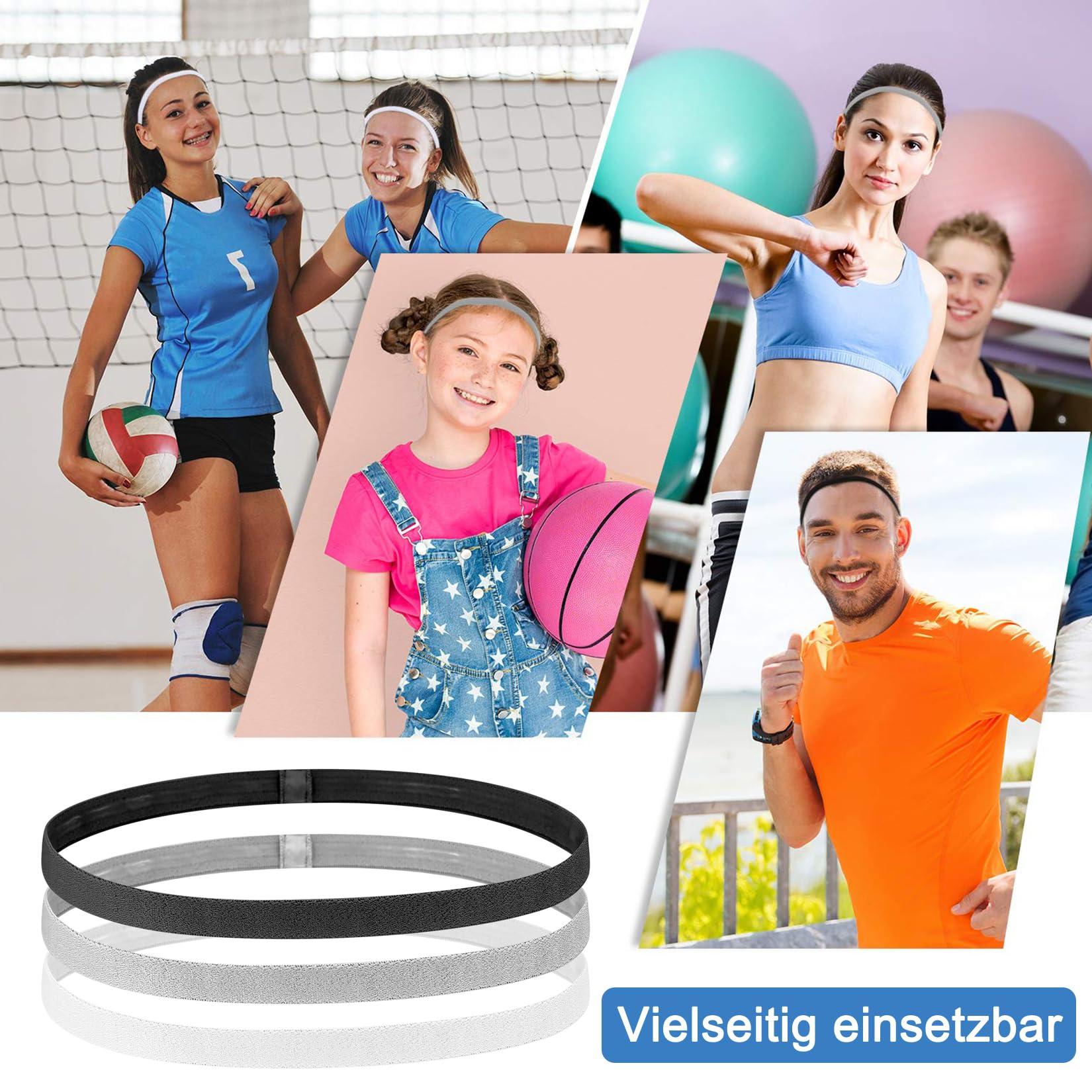 9 sztuk sportowa opaska na włosy dla mężczyzn i chłopców, elastyczna opaska na włosy do sportu dla chłopców, antypoślizgowe opaski na czoło, cienkie opaski na włosy dla mężczyzn i kobiet, do piłki
