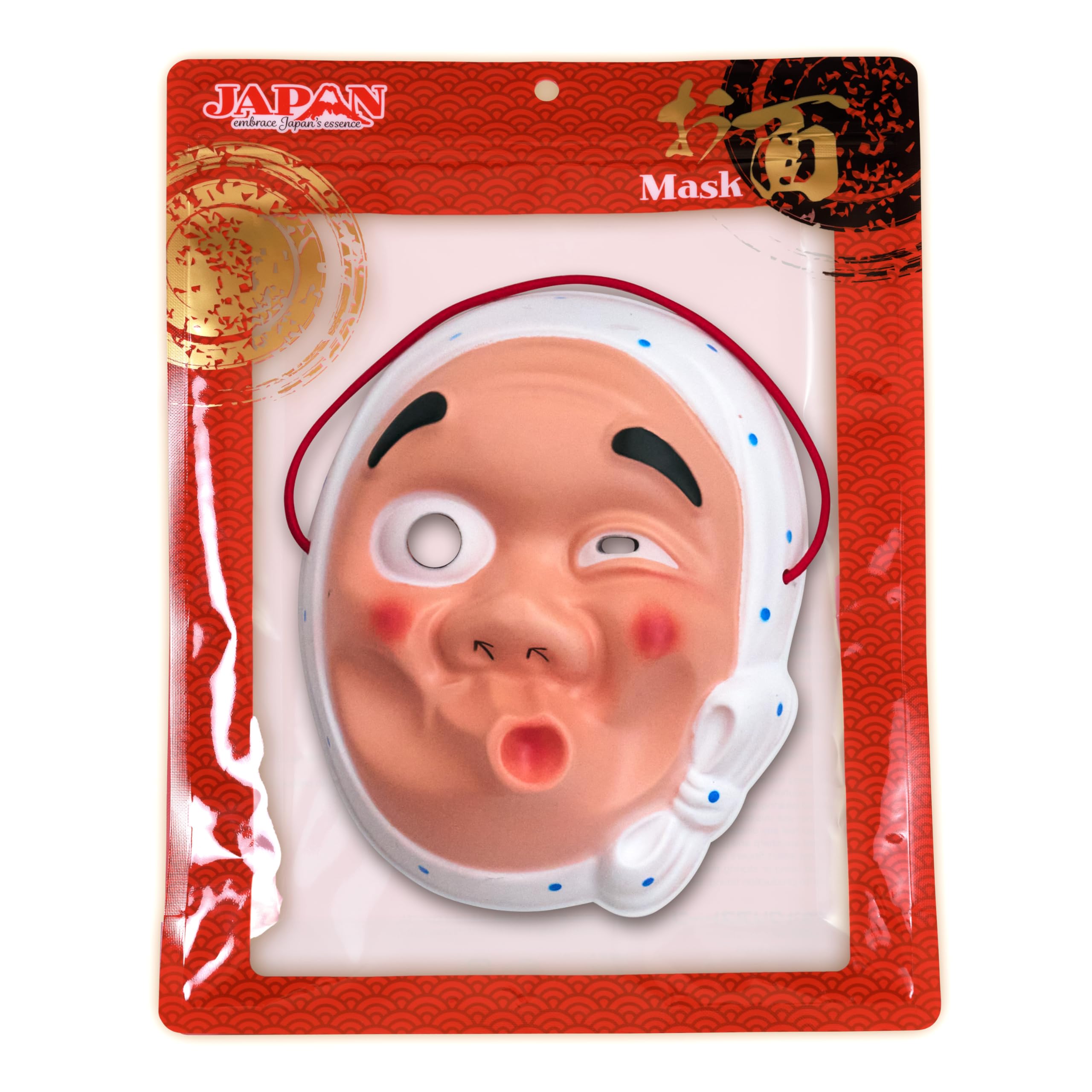 Hyottoko Traditional Noh Mask, Orange