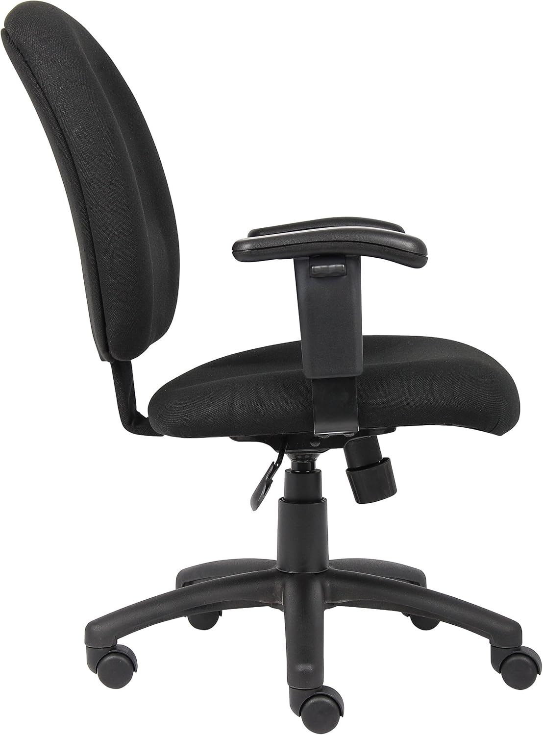 Boss Office Products B495-BK Fabric Task Chair with Adjustable Arms in, Black, High-Back