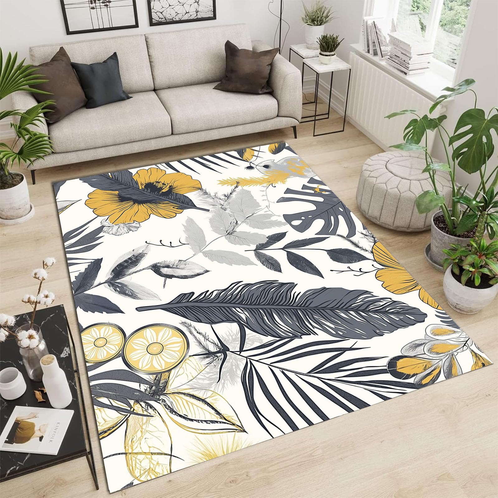 Tapis salon grand format lavable pour éliminer la poussière et les taches