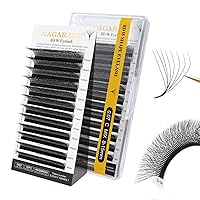 Vista 147 de NAGARAKU Extensiones de pestañas Double Tips 4D W, suministros con puntas dobles, gruesas con rizado D de 0.07 mm, bandeja mixta 8-15 mm