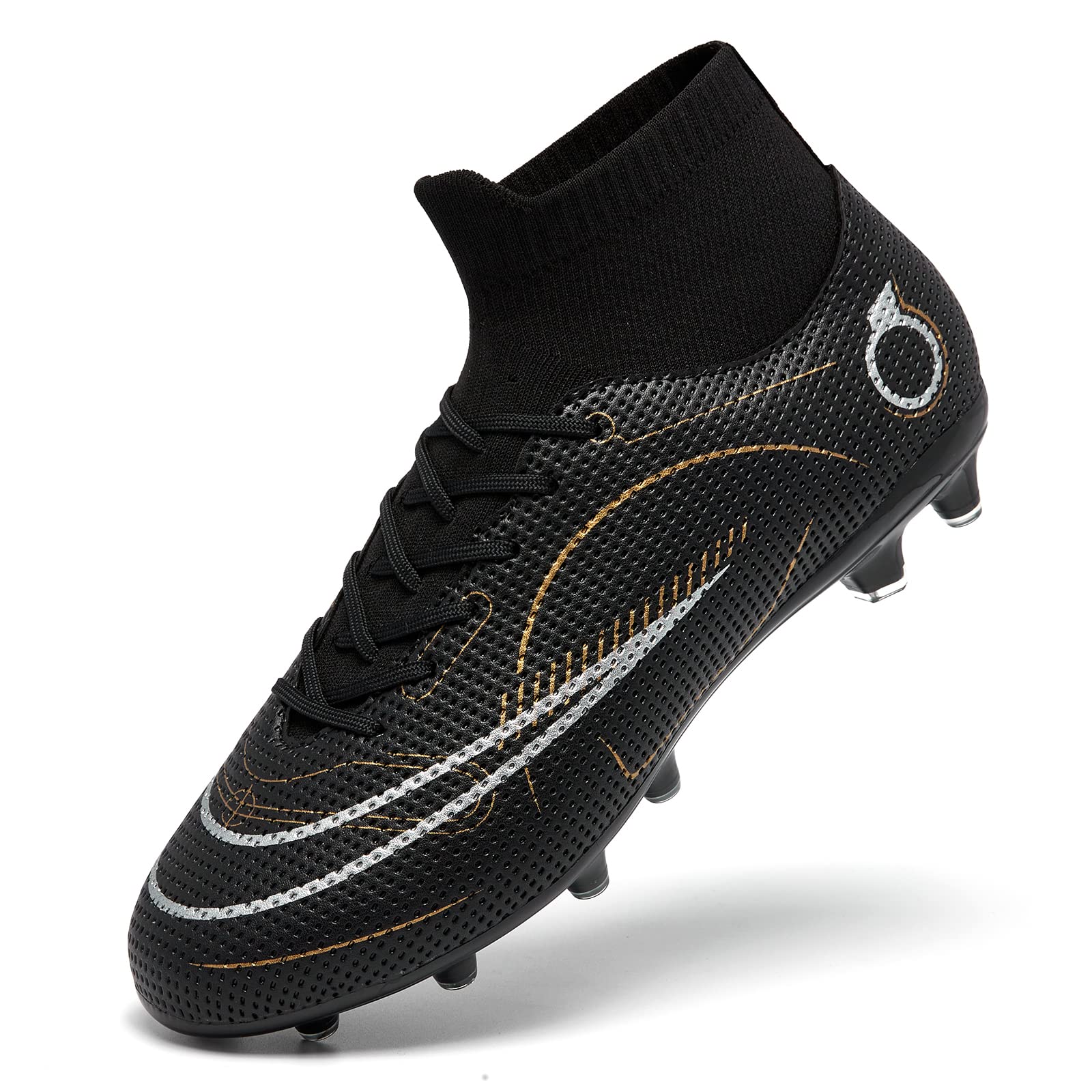 SOOCVWOLF Mens Soccer Cleats Unisex Soccer Shoes Fg/Ag High-top Spikes Football Shoes for Big Boy Professional Training Turf Indoor Outdoor Boots Athletic Sneaker