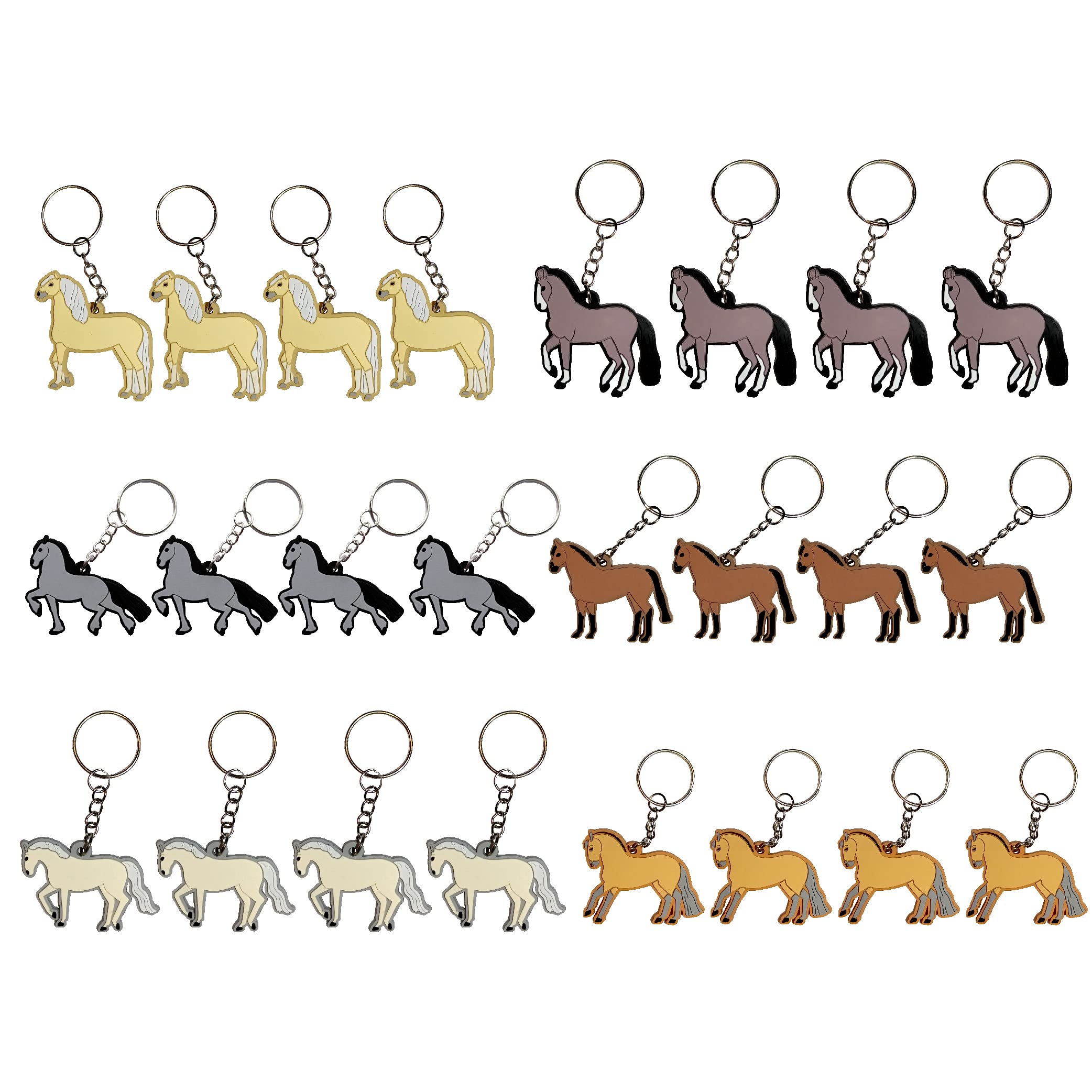 Cleverplay 24 Pack Horses Keychains Key Ring Decoration Cowboy Cowgirl Party Favor Gift Supplies for Kids