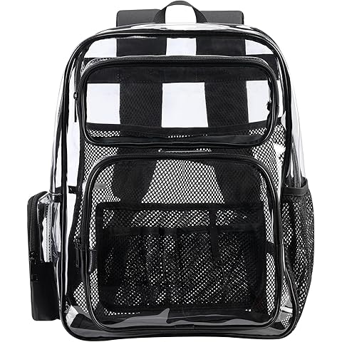 Heavy Duty Clear Backpack - Transparent School Bookbag for Boys, Girls, Men & Women
