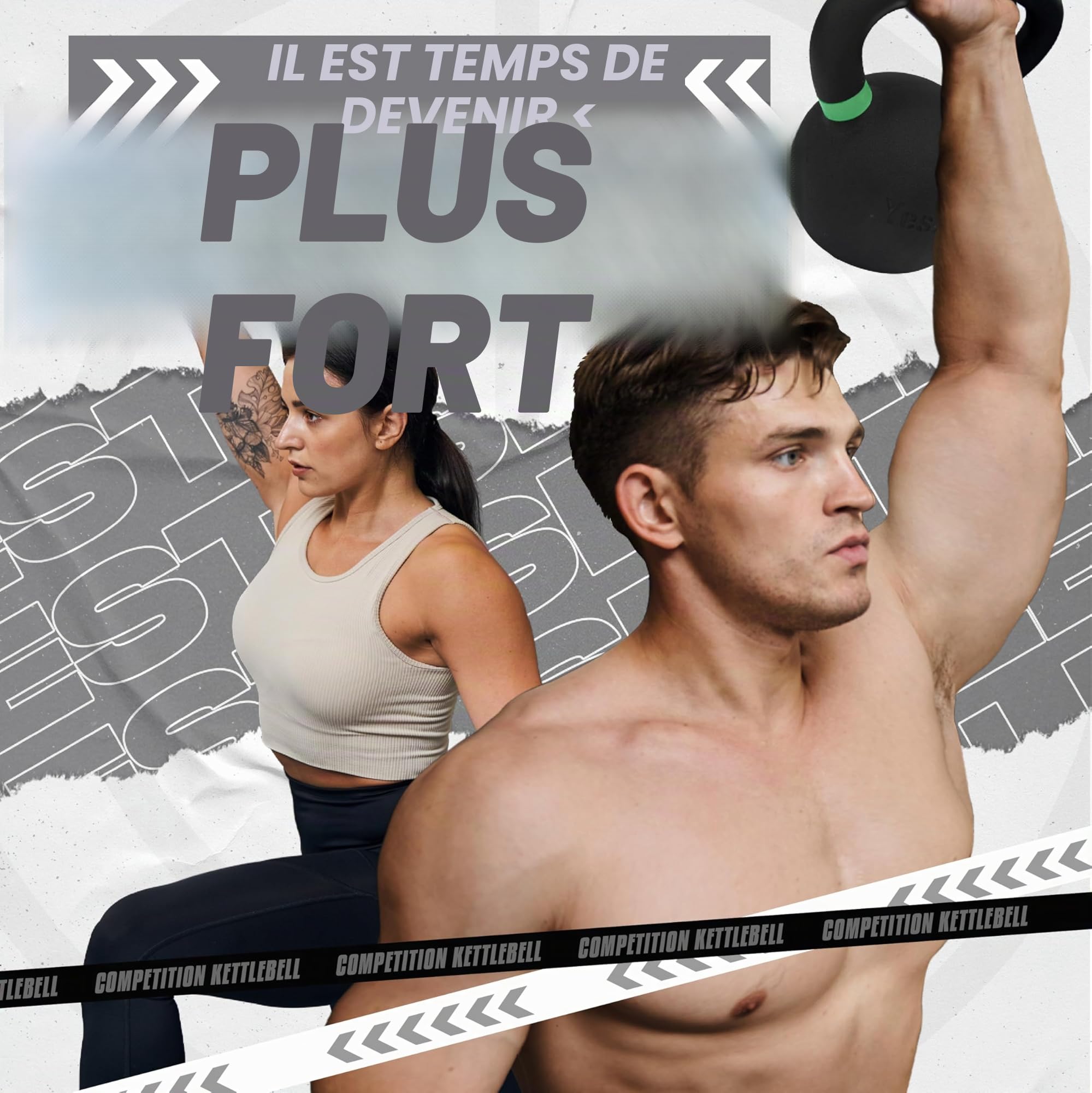 Yes4All Kettlebell en revêtement en poudre de 4-32 kg à poignée large, Compétition Kettlebell