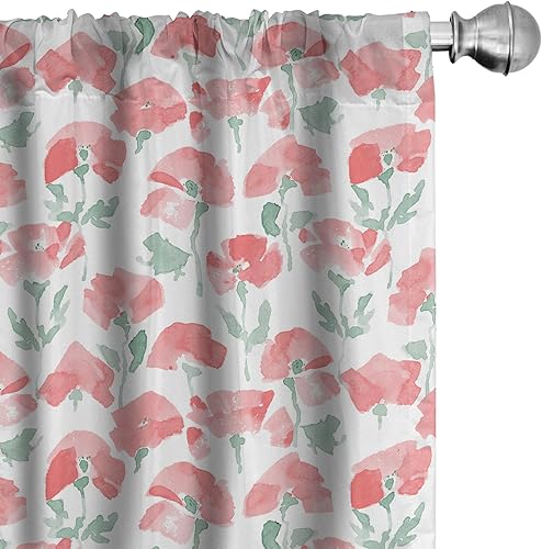 Miniatura 24 de Ambesonne - Cortinas de ventana de los 90, tema de los 90 con dispositivos de casa de estilo antiguo, patines en línea, zapatos de baile divertidos,