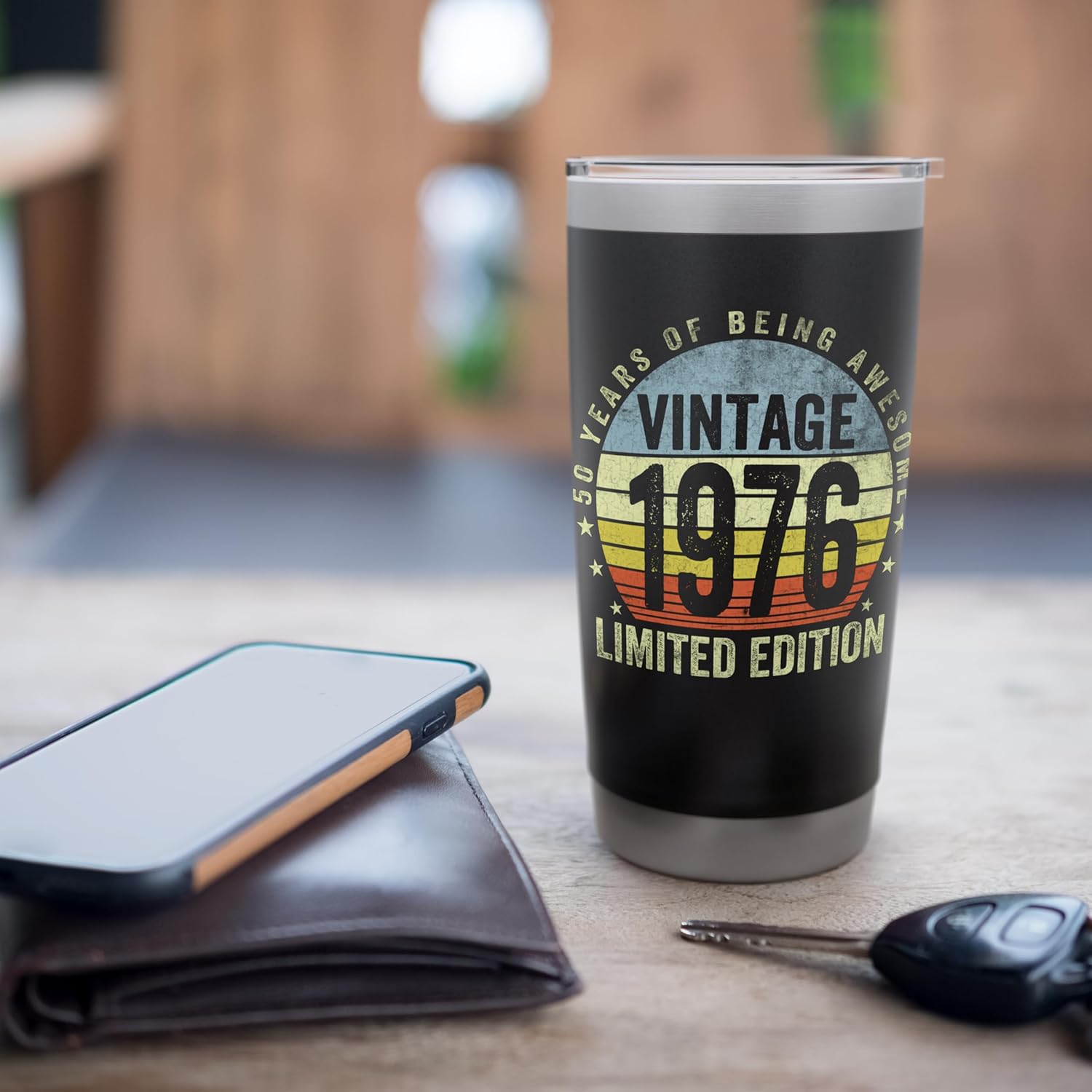 Vintage 1976 50th Birthday Gifts 50 Years of Being Awesome Stainless Steel Insulated Tumbler - Image 7