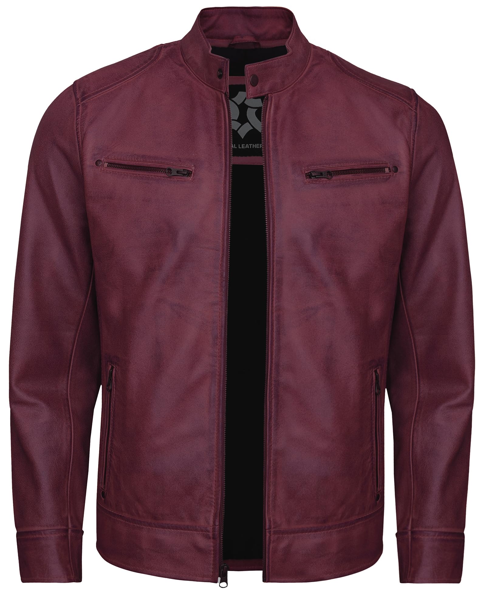 Men's Real Lambskin Cafe Racer Style Leather Jackets For Men