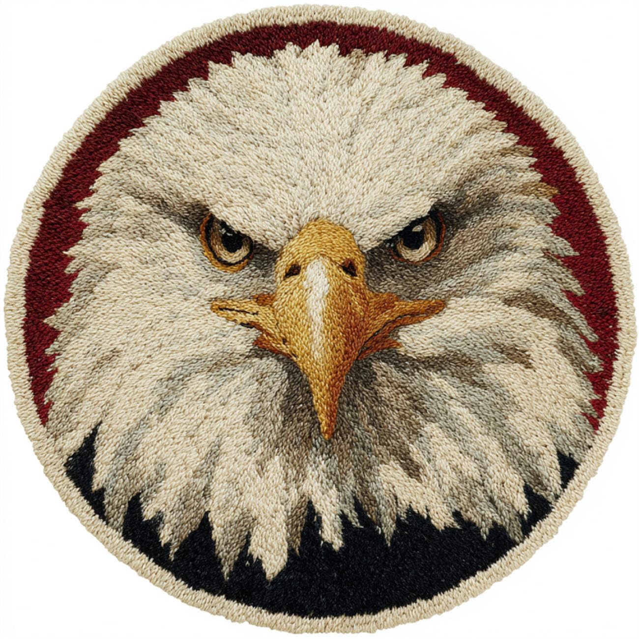 Kitquiver Animal Latch Hook Craft Kits Eagle Portrait Latch Hook Kit for Beginners，Tapestry Carpet Latchs Set for Adults Self Knotting Set DIY Craft Kits 80x80cm