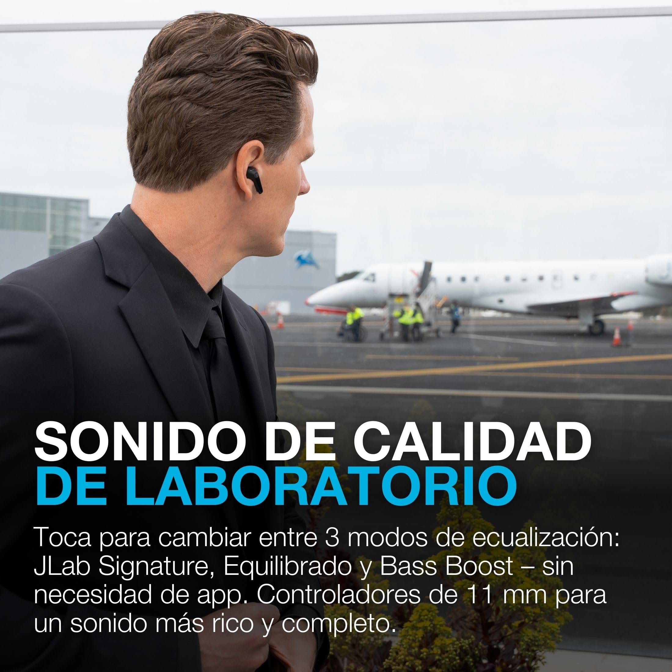 JLab JBuds Pods ANC - Auriculares Bluetooth con Cancelación Activa de Ruido, 56+ Horas, In-Ear, IP55, Audio Personalizable, Control por Aplicación, Conexión Multipunto, Llamadas Nítidas, Negro