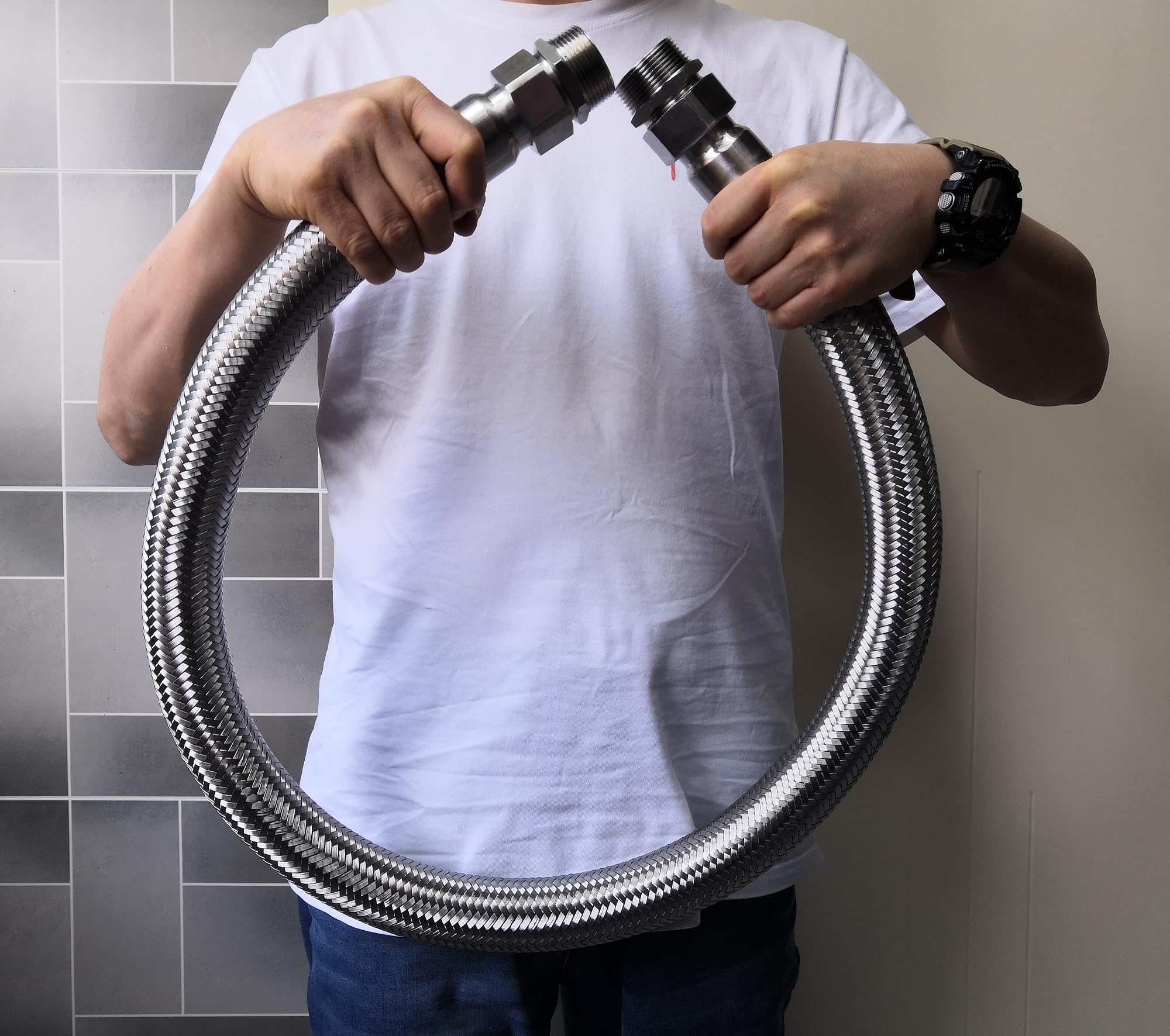 2 X 50,8 Cm Kompressor-Überbrückungsschlauch Aus Edelstahl – 1,27 Cm NPT, Temperaturbeständig Von -45,6°C Bis 398,9°C, Reduziert Vibrationen Für Längere Gerätelebensdauer
