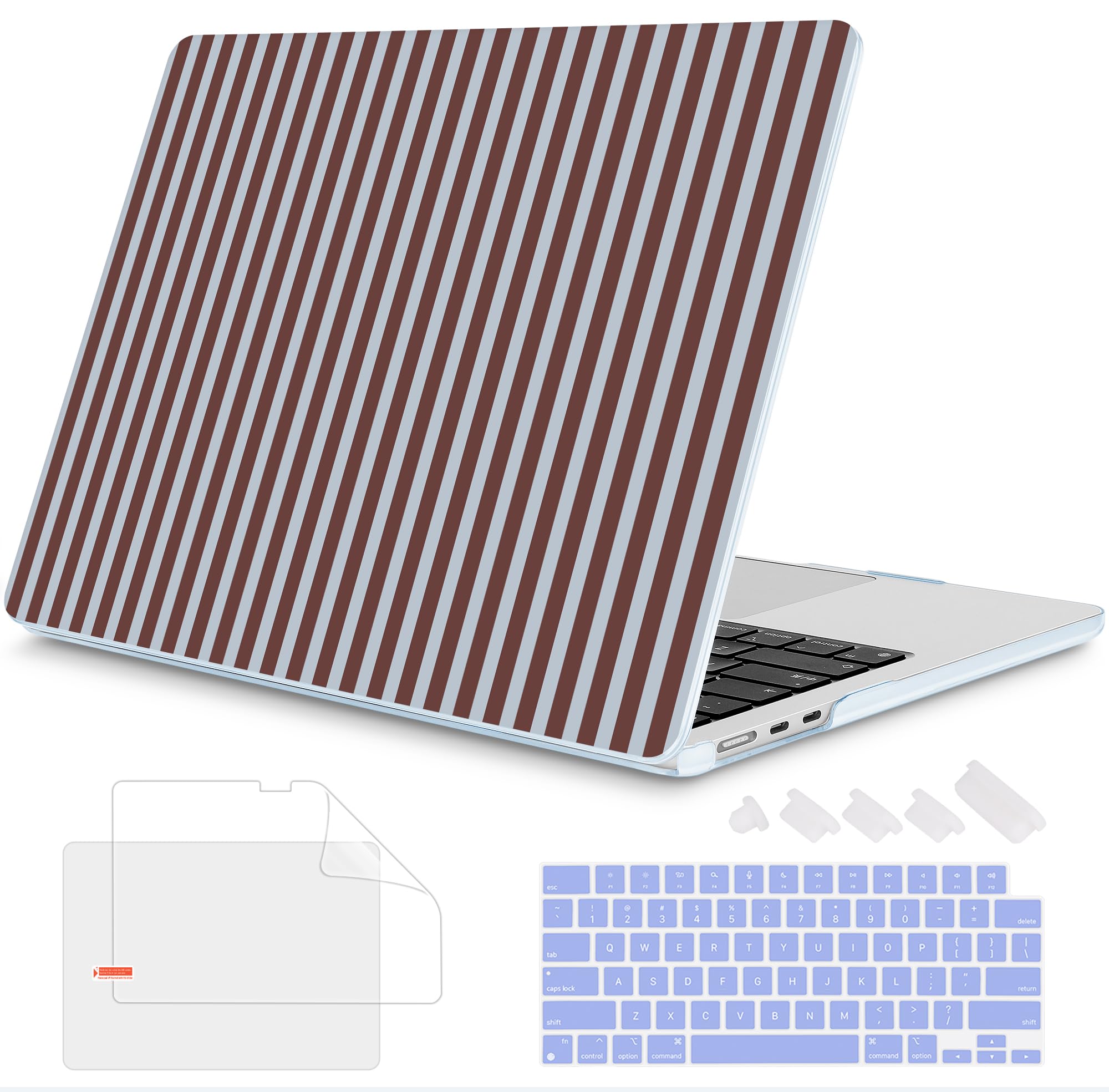 Mektron for 2026/2025/2024/2023 MacBook Air 15 INCH M5 A3448 /M4 A3241 /M3 A3114 /M2 A2941 Case, Printed Plastic Hard Shell Cover with 15.3" Liquid Retina Display Touch ID, Striped MK030