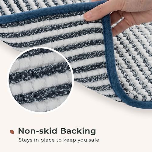 Miniatura 4 de FRESHMINT Juego de 2 alfombras de baño de felpilla degradada de 17 x 24 pulgadas + 20 x 32 pulgadas, antideslizantes, para suelo de baño, juego de 2
