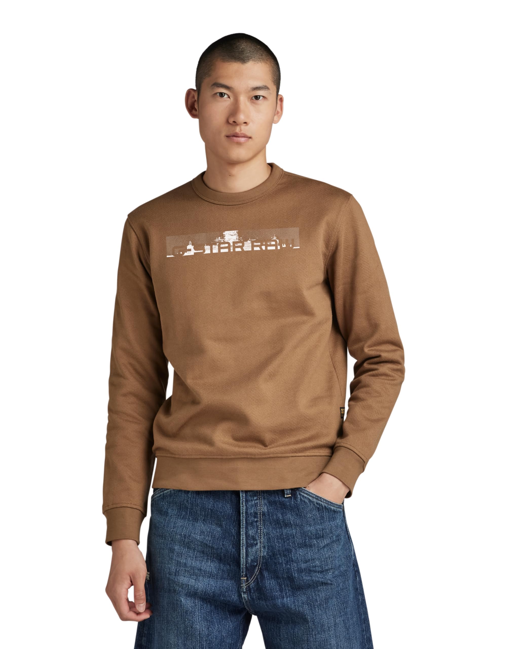 G-Star Men's Flight Deck Back Graphic Sweater, Brown (dk fawn D24371-D557-7172), S