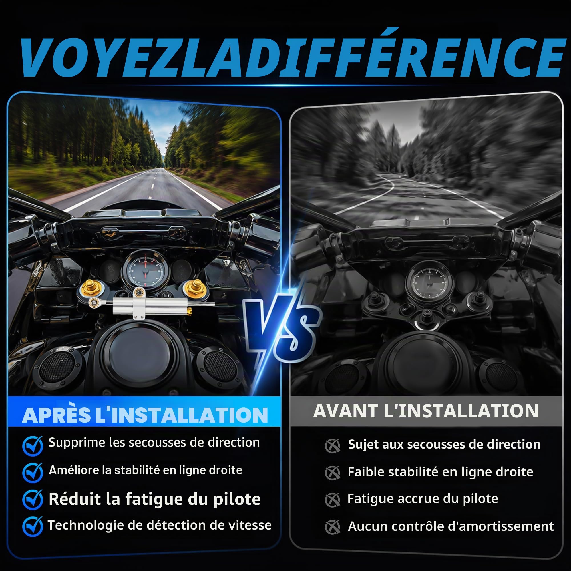 Stabilisateur d'amortisseur de direction de moto Stabilisateurs réglables universels de moto pour ADV R6 Z1000 Z900 R1 6 CBR600 1000 GSX-R1000 ZX-10R R1250GS Scooter