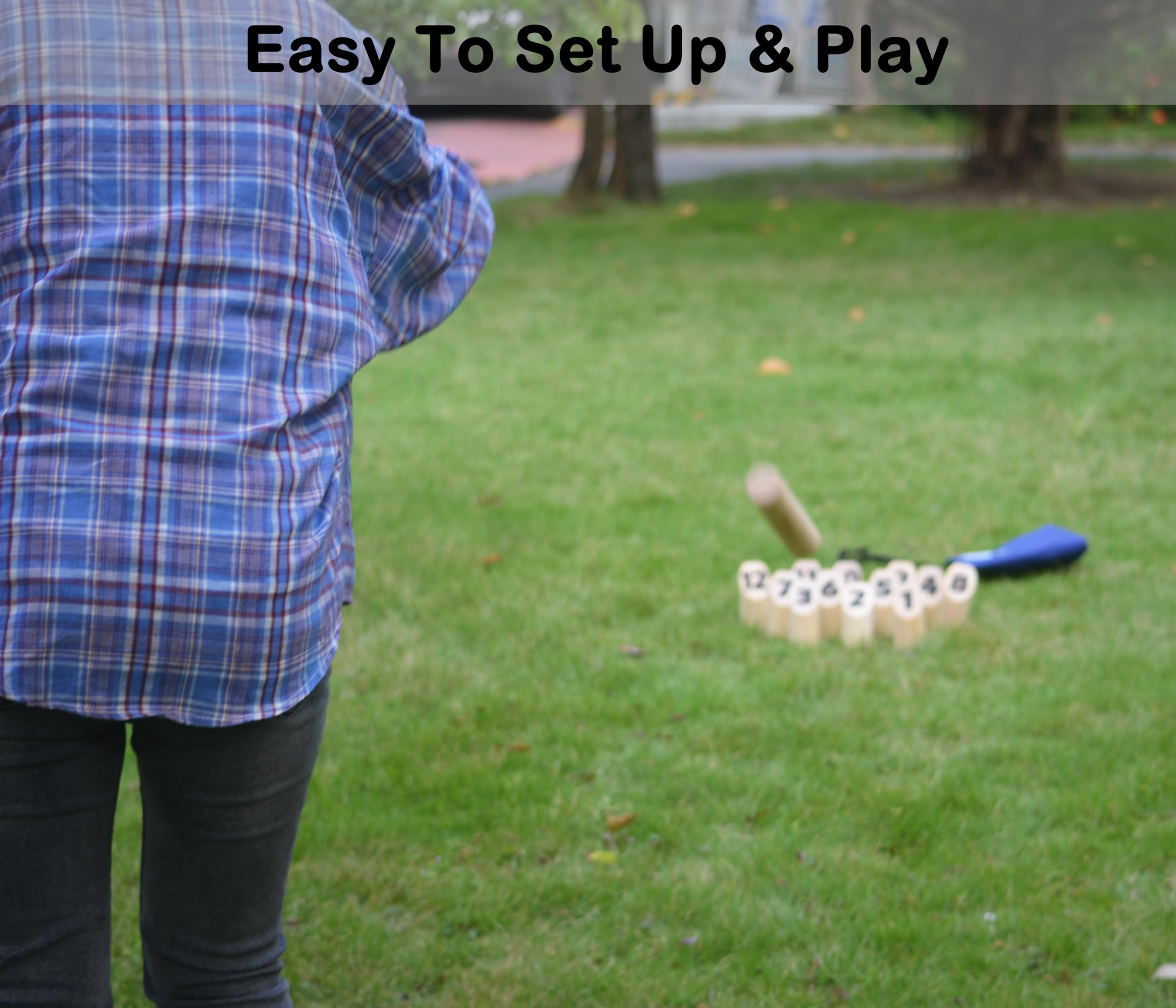Number Kubb Toss Game Stick Throwing Game made of Hardwood (with Carry Bag, Backyard) - Image 3