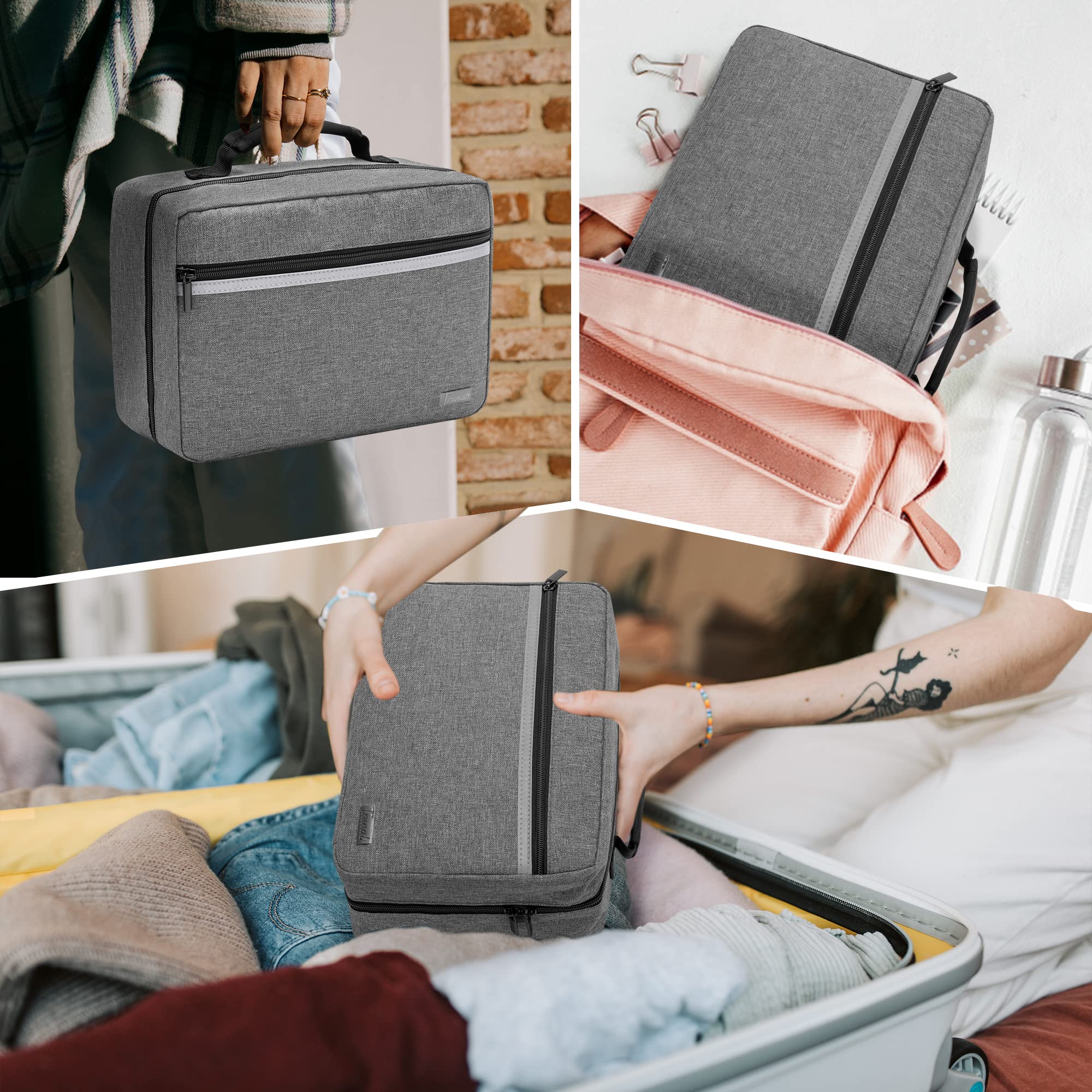 Trunab First Aid Kit Borsa Medica, Borsa Portatile per Forniture Mediche, Botiquin Primeros Auxilios con 2 Lembi Interni ed Tasche Multiple, Ideale per Casa, Campeggio, Viaggi ed Escursioni, Grigio