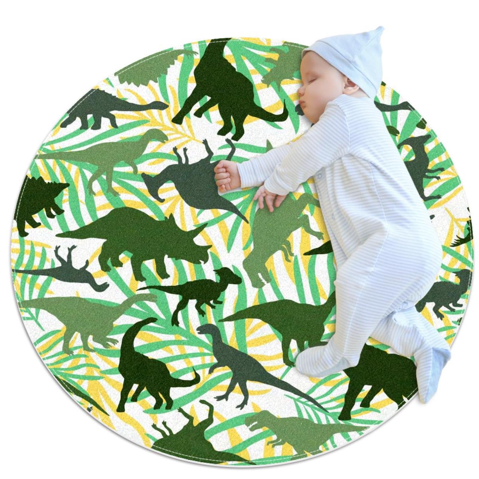 Tapis de sol dinosaure vert jurassique pour la chambre de bébé et enfant