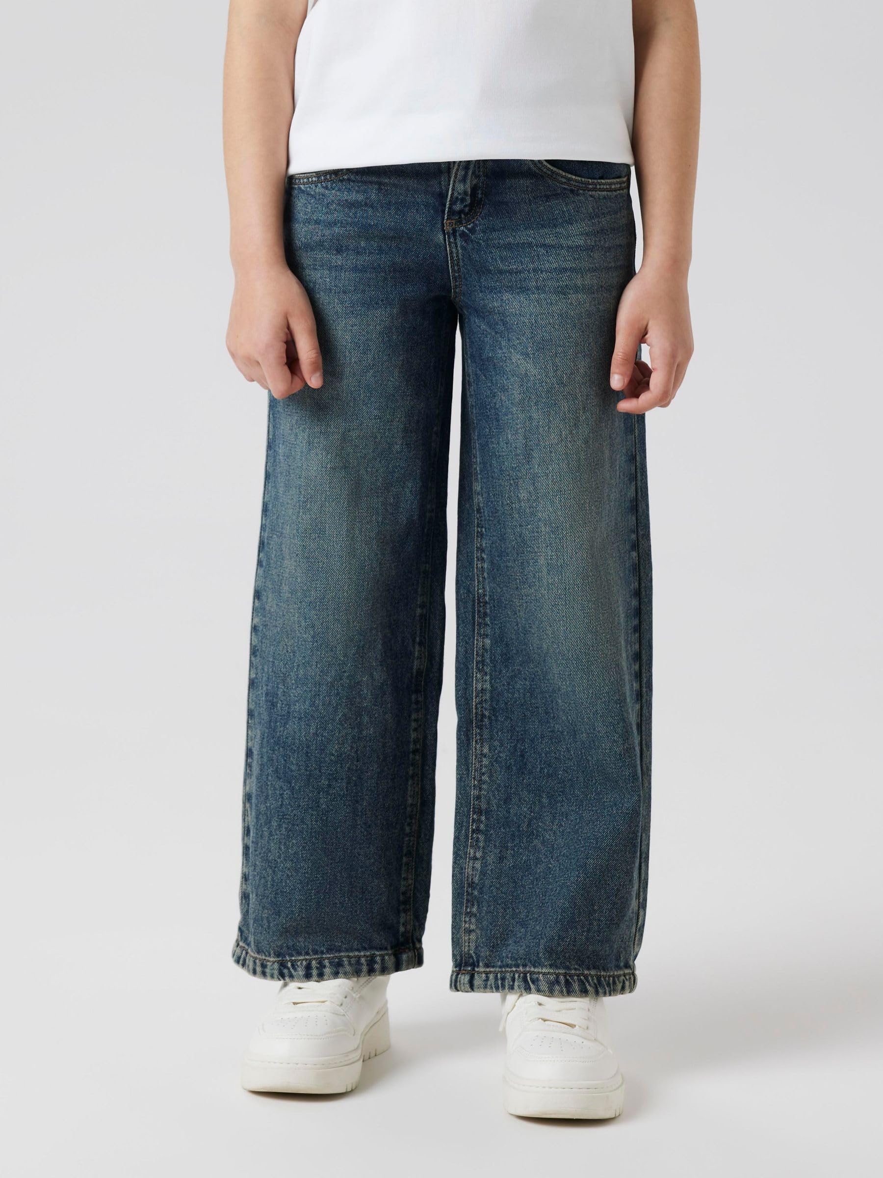 NAME IT Dziewczęce Nkfrose Wide Jeans 5529-Be Noos, Vintage Dark Blue Denim, 176