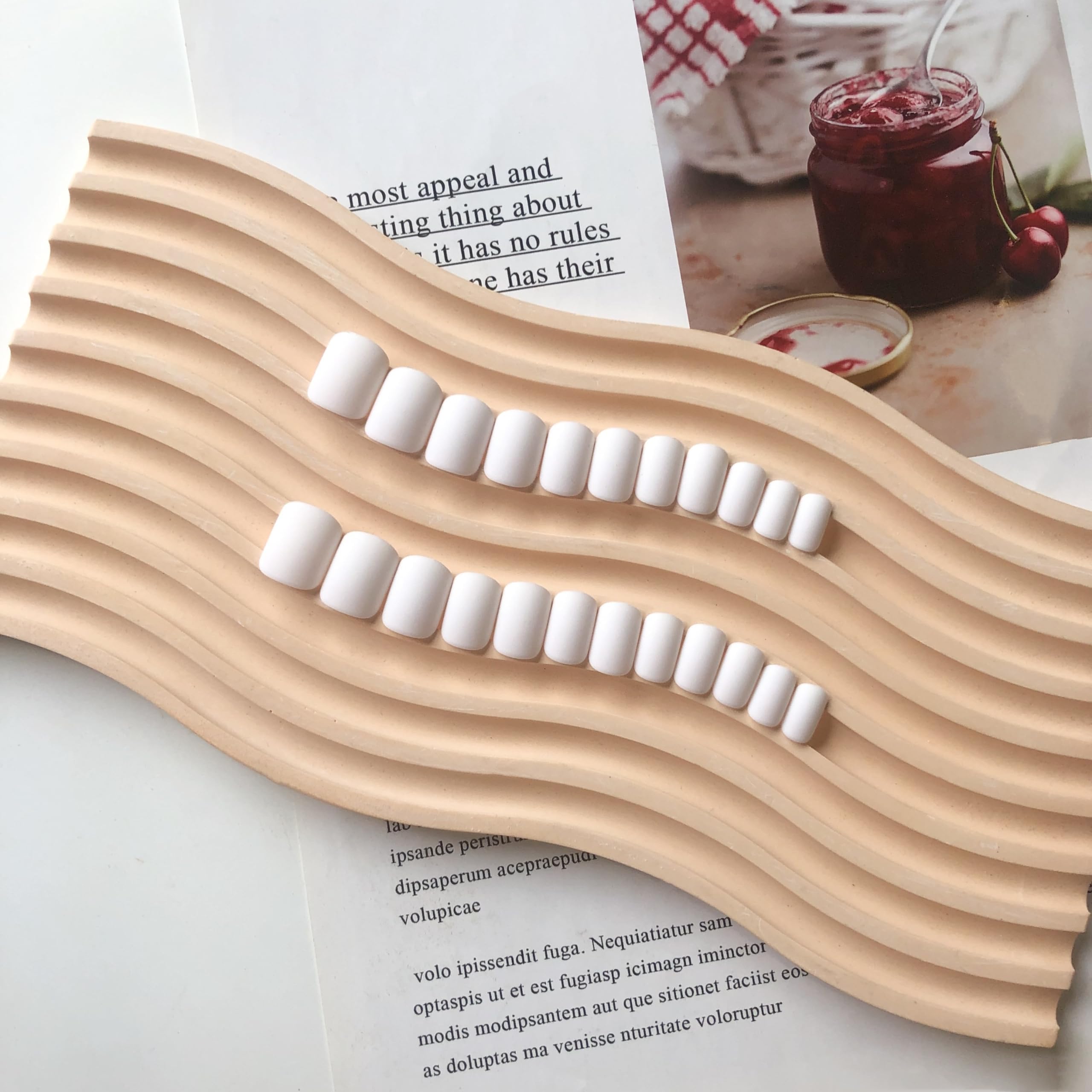 SXVME Matte White Press on Nails Short Square, Short False Nails Coffin, Natural Velvet White Fake Nails Set - Image 3