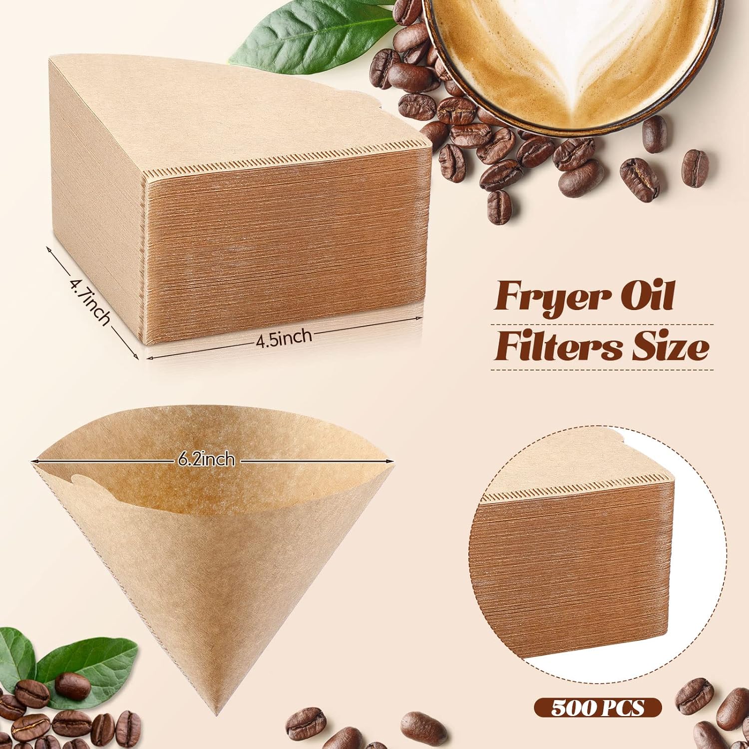 500 Count Coffee Filters Cone Coffee Paper Filters Unbleached Disposable Paper Coffee Filters for Pour Over Coffee Dripper and Coffee Maker (Brown)