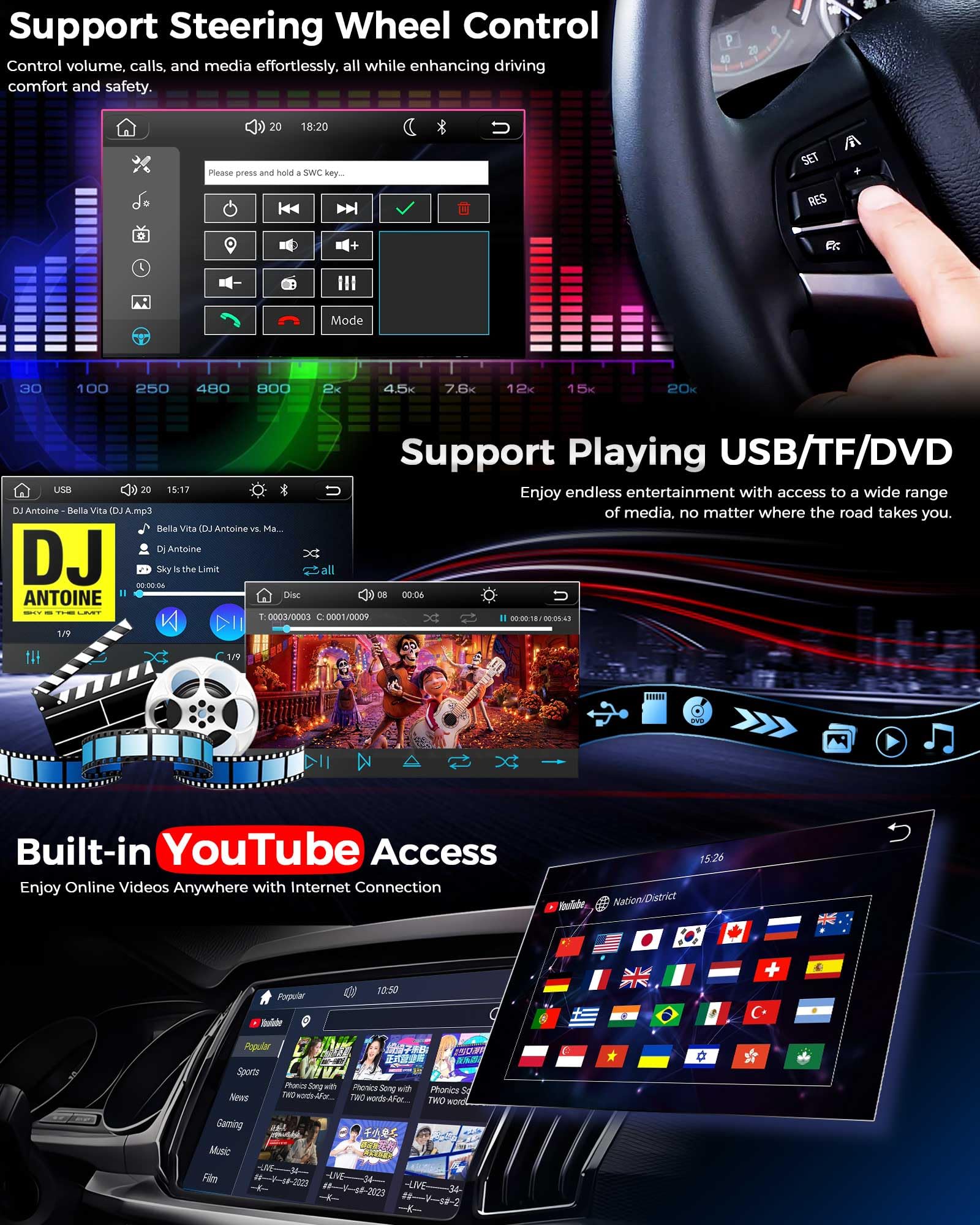 Erisin 7-calowy samochód stereo DVD nawigacja satelitarna do VW Transporter T6 Crafter 2 Amarok Caddy MK3 MK4 Polo 6R ŠKODA Yeti Wireless Carplay Android Auto DSP Bluetooth Wifi DAB+ Radio