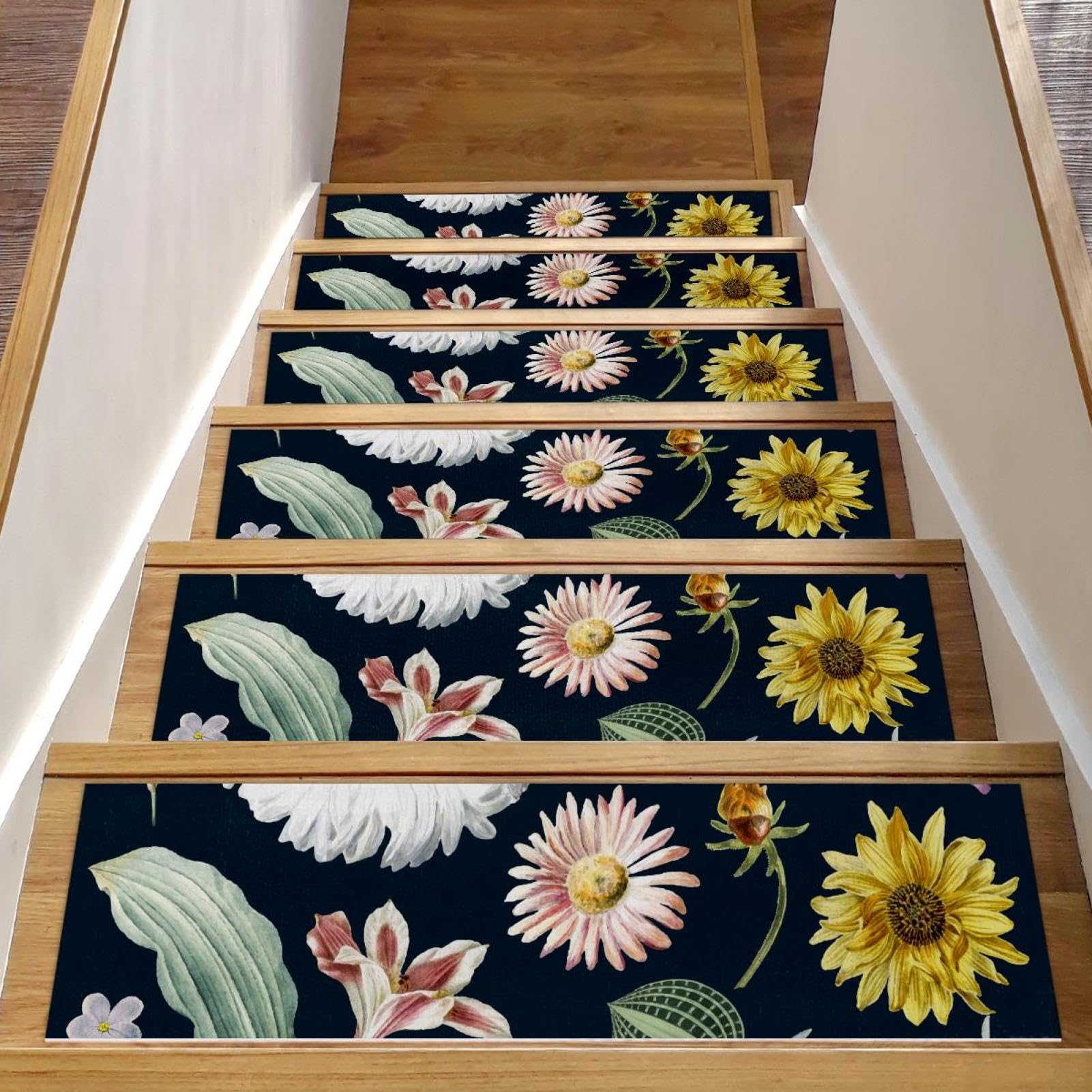 Peldaños de escalera lavables a máquina con alfombras antideslizantes para niños y mascotas
