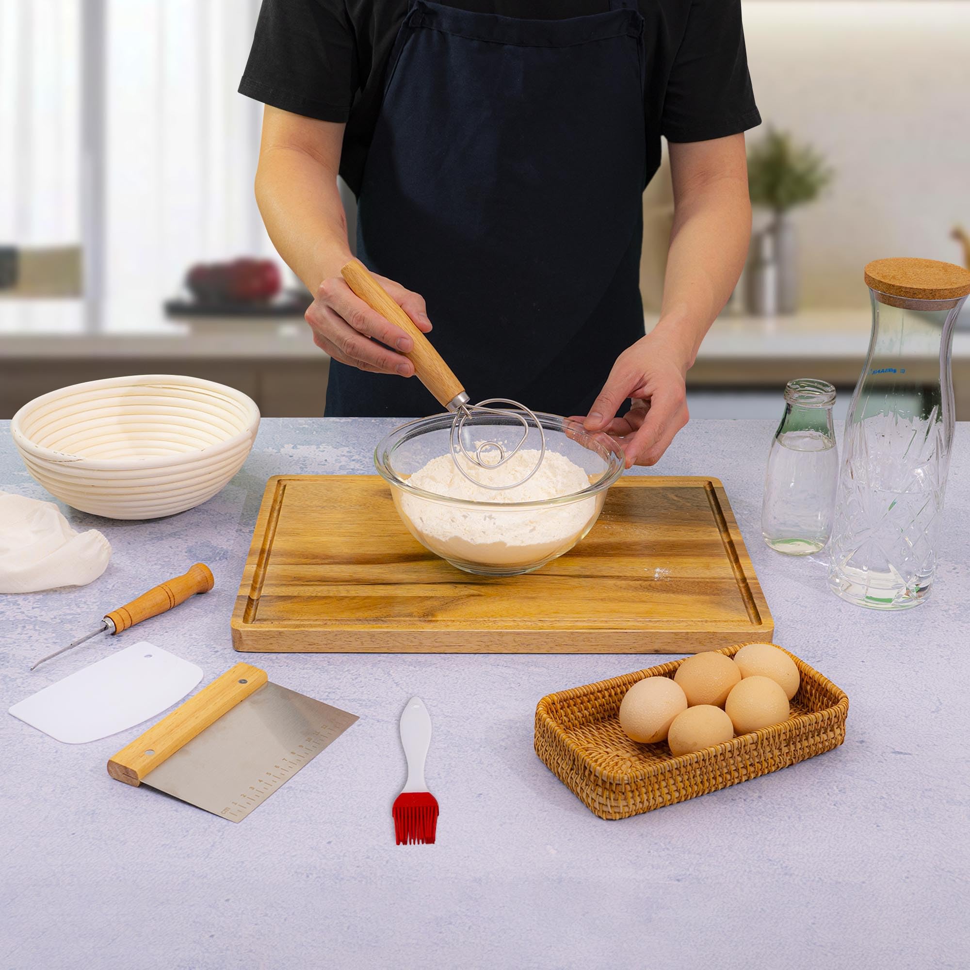 Juego de 3 cestas a prueba de pan, cuencos redondos para masa, perfectas para hornear pan de masa madre profesional y casero (redondas)