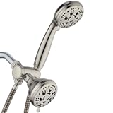 AquaDance Brushed Nickel High Pressure 3-way 48-setting Rain – Handheld Shower Head Combo – Angle Adjustable&comma; Anti-Clog Jets&comma; Tool-Free Installation - USA Standard Certified – Top U&period;S&period; Brand