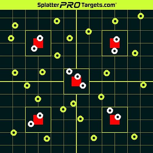 Objetivos de salpicaduras de 12 x 12 pulgadas. Los disparos estallan con una salpicadura brillante sobre el impacto. Mira instantáneamente tus