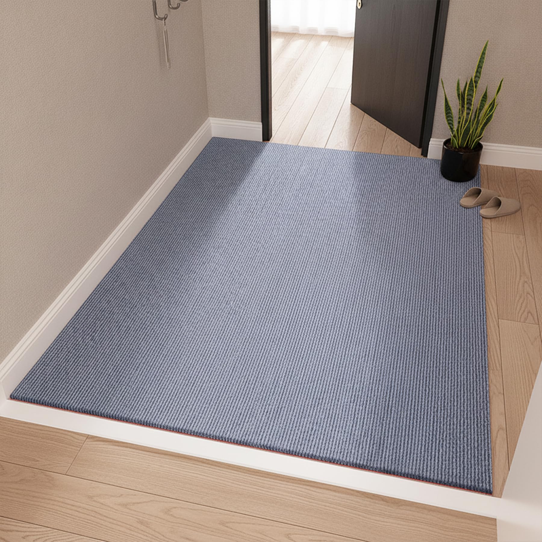 Tapis pour Entrée Antidérapant Lavable 120x160cm Gris Clair