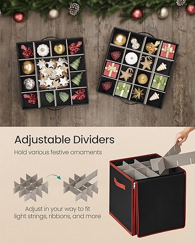 Miniatura 44 de SONGMICS Caja de almacenamiento de adornos de Navidad, con lateral abierto, contenedor de almacenamiento de Navidad apilable con tapa, 4 bandejas