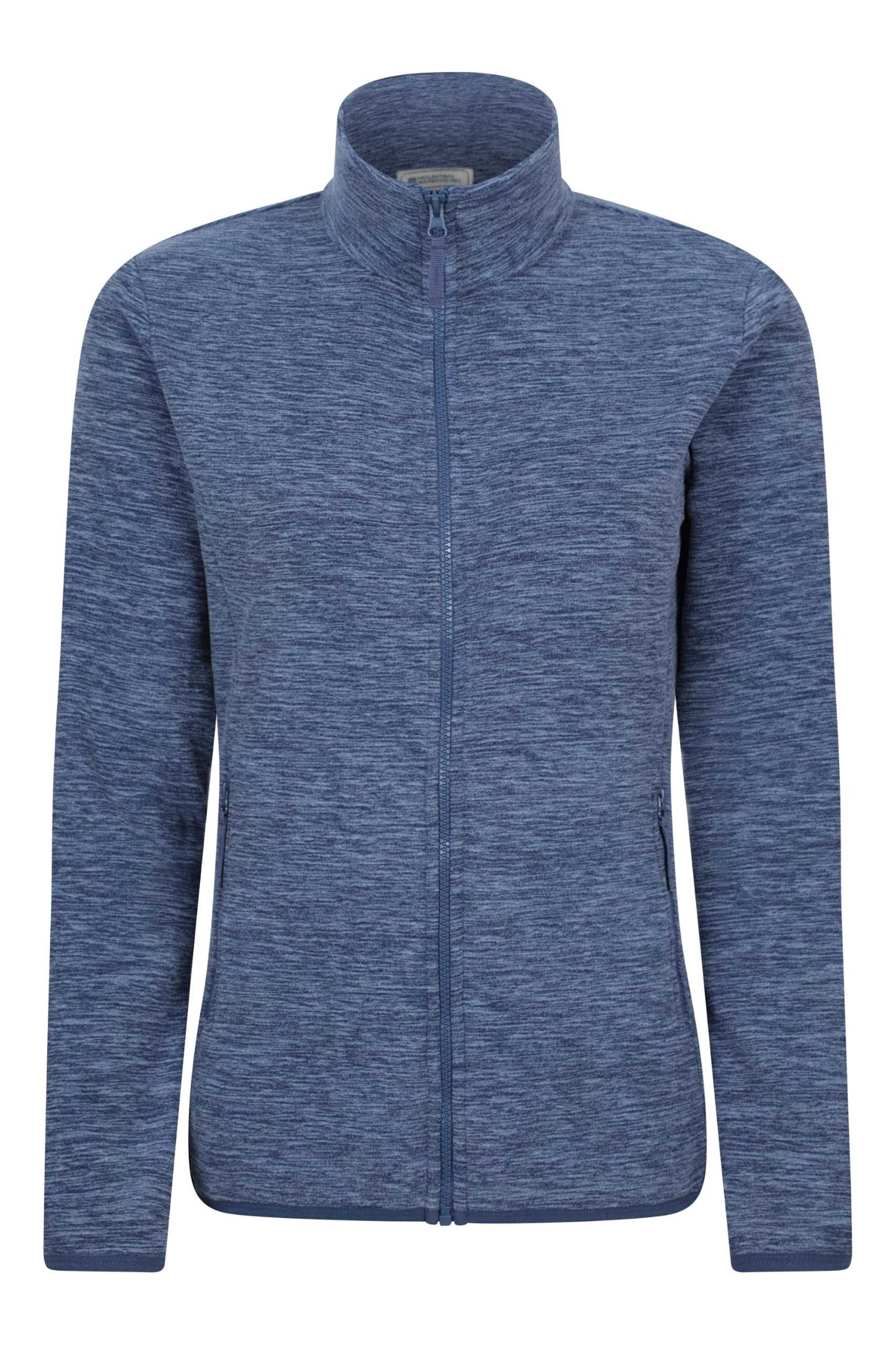 Mountain Warehouse Women's Dark Blue Snowdon Full Zip Fleece - Lightweight Sweater Top, Breathable Baselayer, Antipill - Best For Spring Summer, Camping & Hiking Size 20