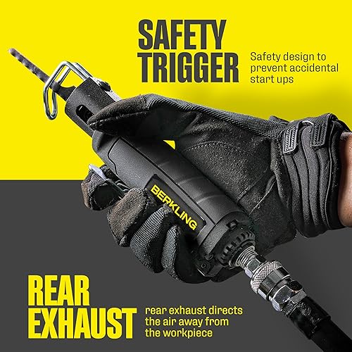 Miniatura 6 de 7102 Sierra de aire compacta/sierra de cuerpo alternativo – Herramienta de archivo de aire de baja vibración con kit de cuchillas de 8 piezas