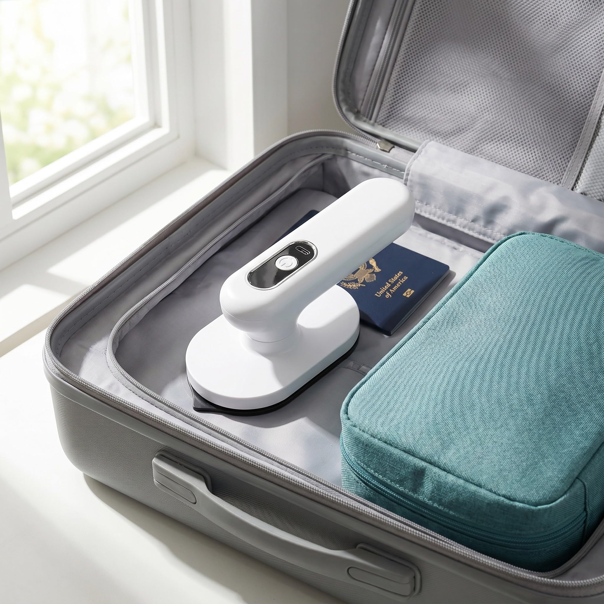 Healeved Ferro da stiro a vapore portatile senza fili, 3 impostazioni di temperatura, mini ferro da stiro ricaricabile tramite USB per casa e viaggi.