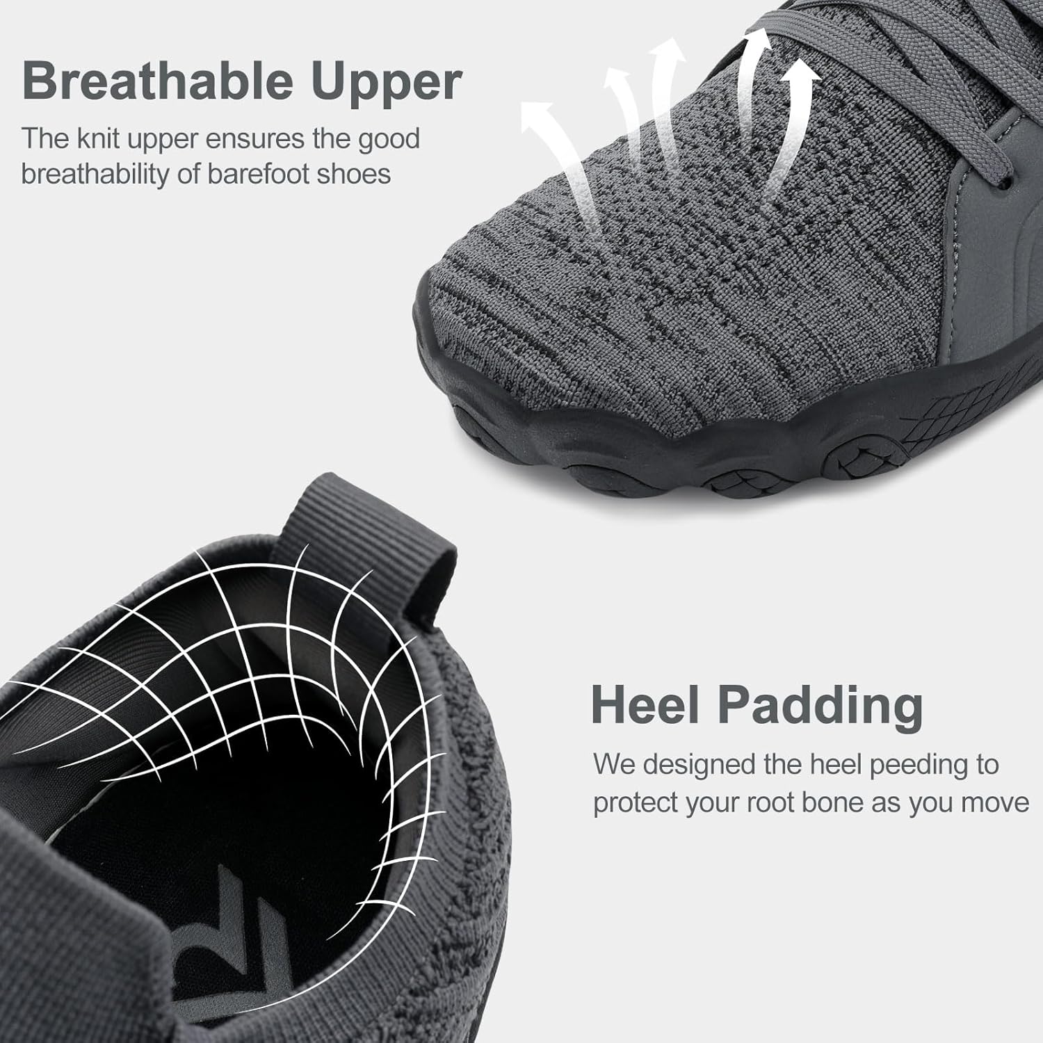 relxfeet Men's Barefoot Trail Running Shoes Minimalist Wide Toe Box Design Zero Drop Non-Slip Rubber Sole for Gym Hiking Walking