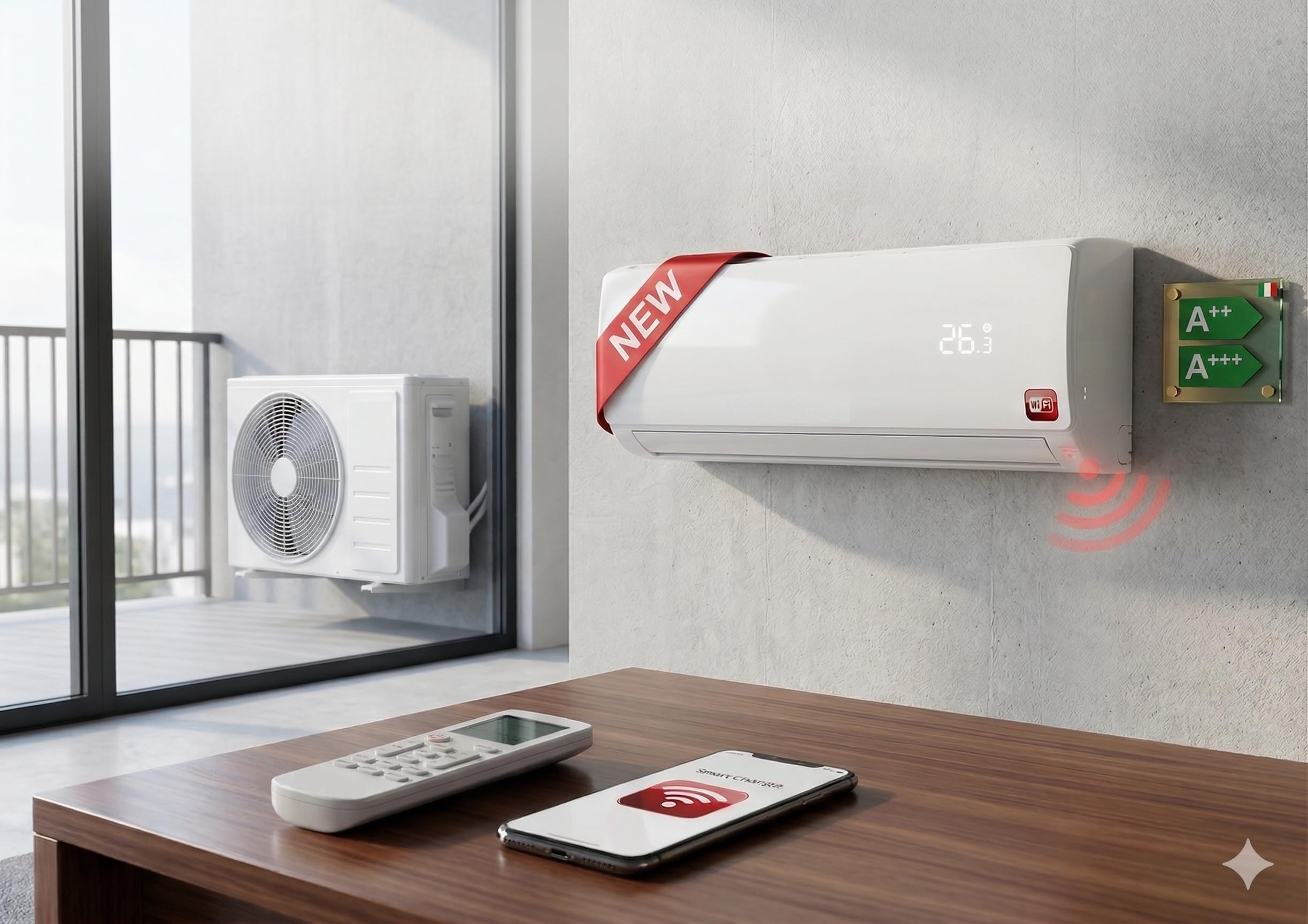ZCLI09 Climatizzatore Condizionatore Inverter 9000 BTU Monosplit a Parete, Wi-Fi Integrato, Gas Ecologico R32, Pompa di Calore, Classe Energetica A++/A+++, Design Moderno Bianco