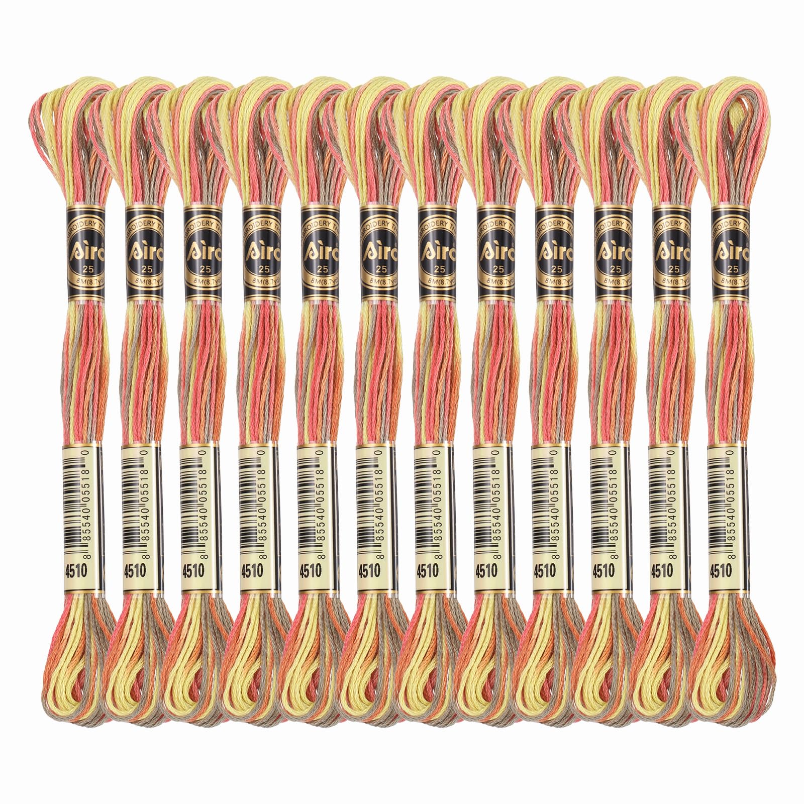 PATIKIL 12 Skeins Embroidery Floss, Polyester Embroidery Threads Bracelets String for Cross-Stitch Hand Embroidery, Orange Yellow — image 1