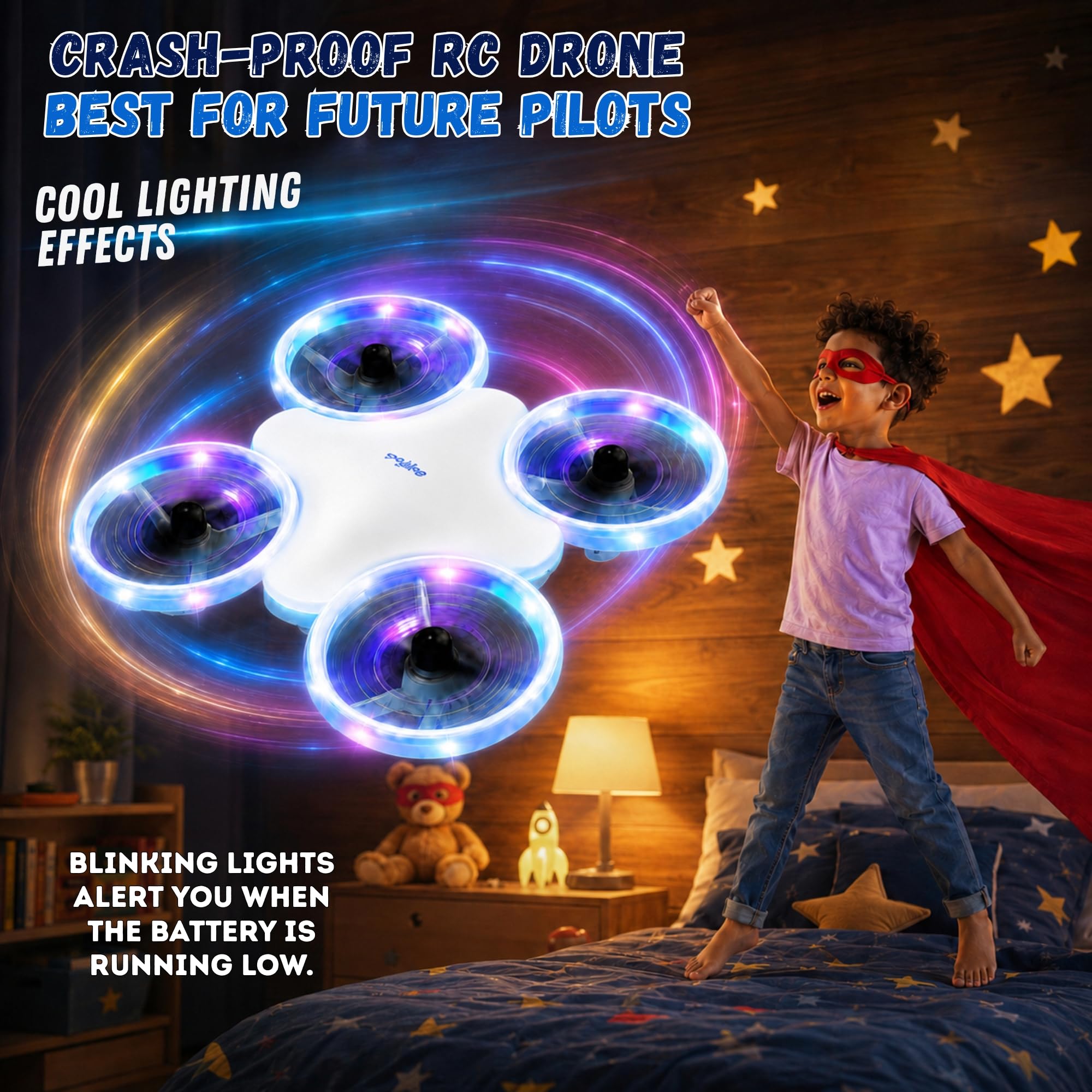 GRAPHENE Mini Drone LED Remote Control Rechargeable RC Drone For Kids with multiple Led shows Auto Hovering Headless Mode 3D Flips & Throw To Go Gift Toys for Boy Girl Indoor Flying Toy 3
