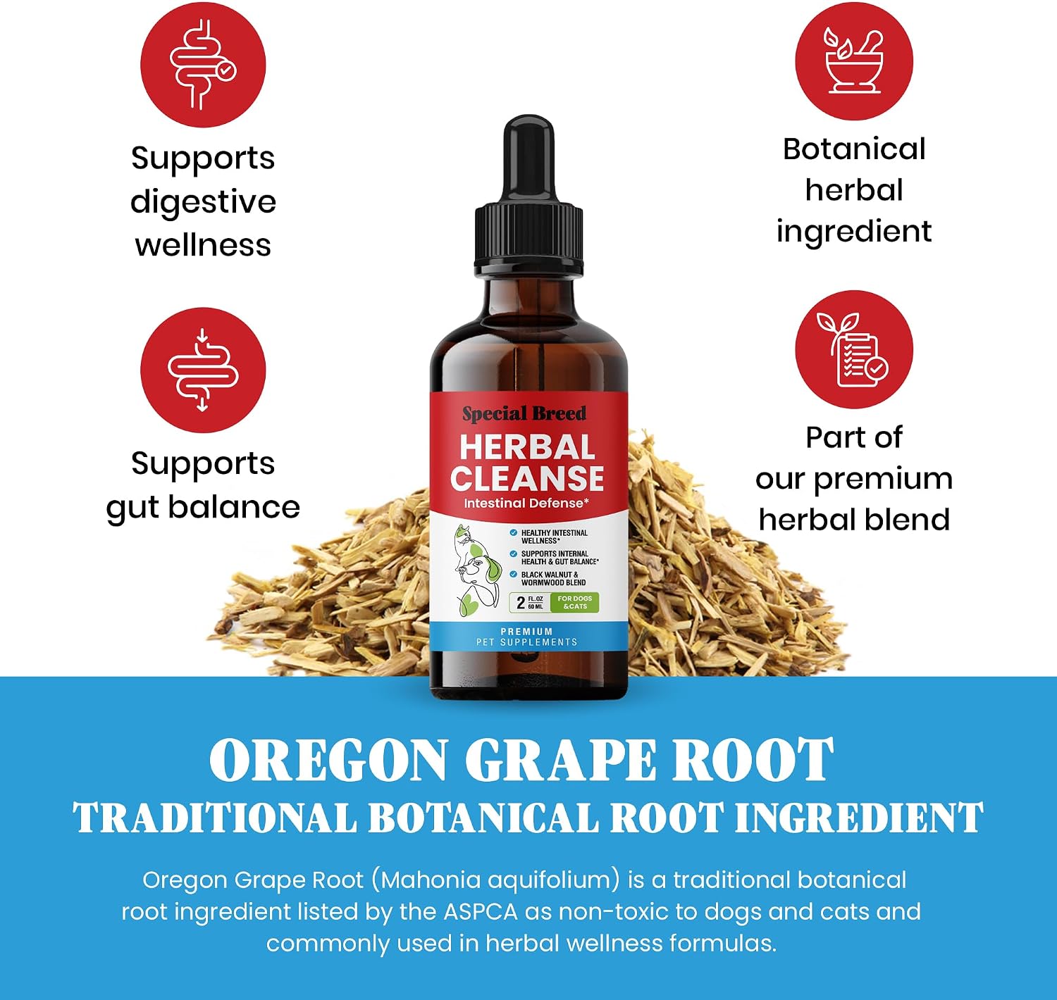 Herbal Cleanse for Dogs & Cats – Natural Intestinal Defense with Wormwood & Black Walnut – Herbal Gut Cleanse Liquid for Digestive Wellness & Gut Balance – Advanced Broad Spectrum Formula – 2 oz image 4
