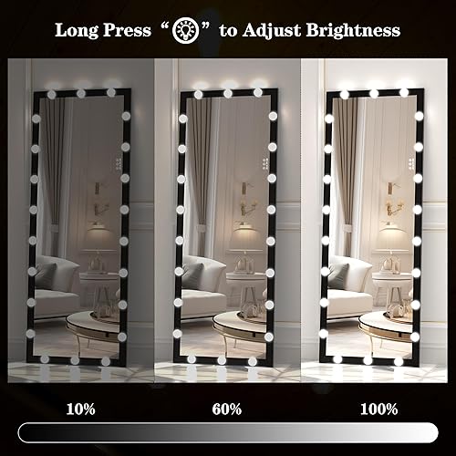 Miniatura 5 de ANYHI Espejo de longitud completa con luces, espejo de tocador de cuerpo completo de 63 x 24 pulgadas, espejo de cuerpo completo con luces LED,