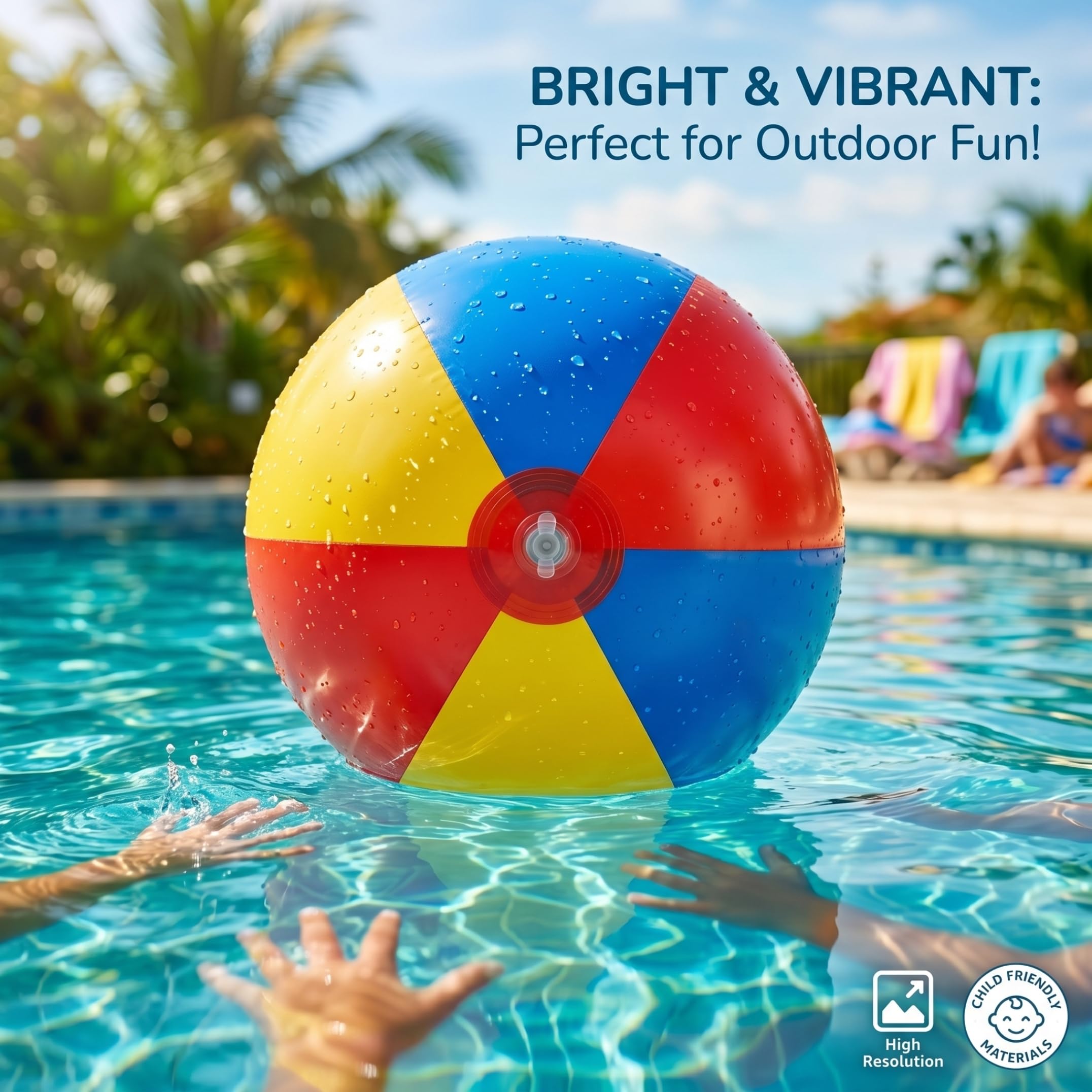 Aufblasbarer Strandball, großer Strandball aus weichem PVC, riesige aufblasbare Bälle für Kinder – Rot, Gelb, Blau, 130 cm